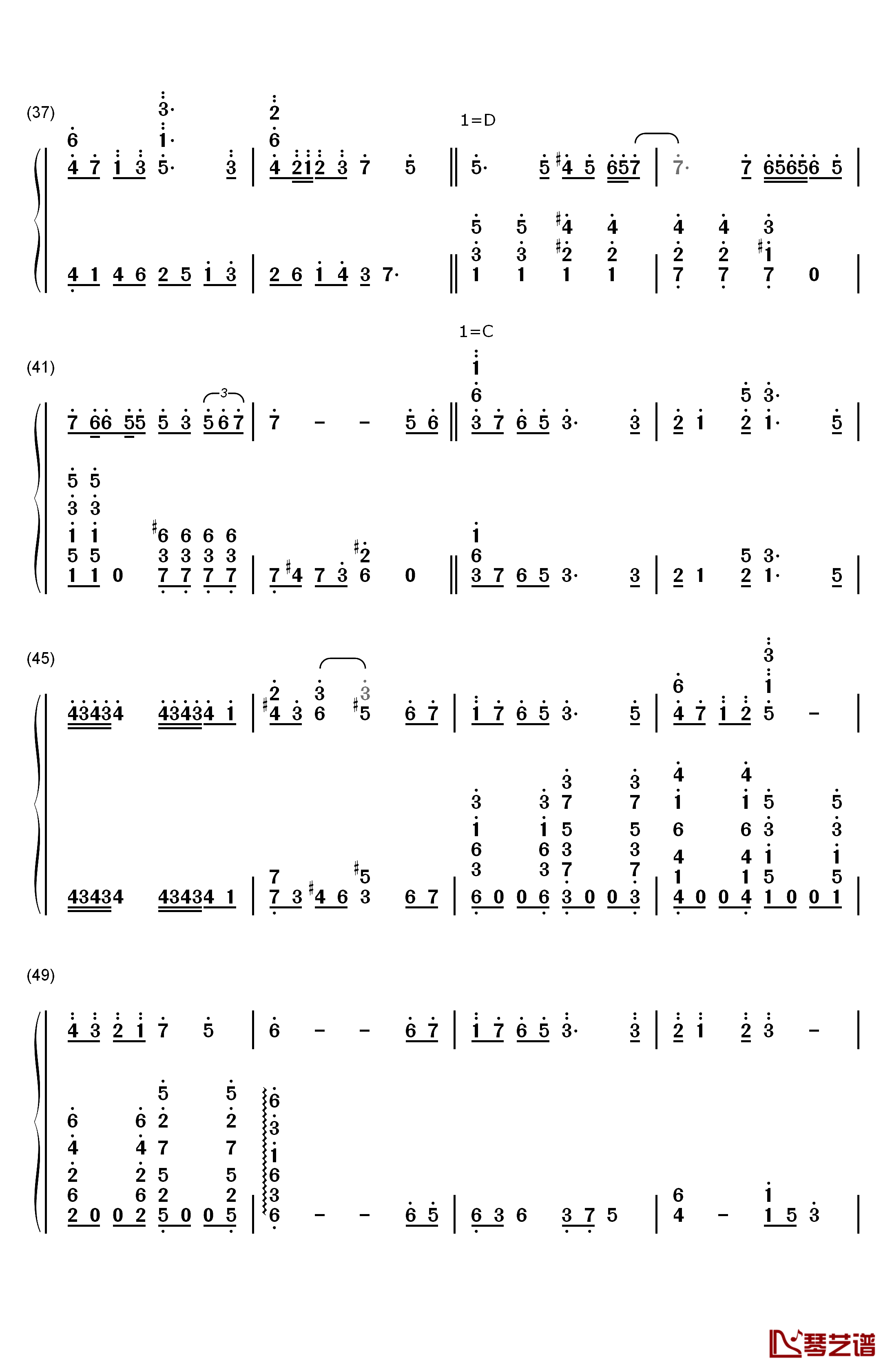 随风而逝钢琴简谱-数字双手-朴正焕3