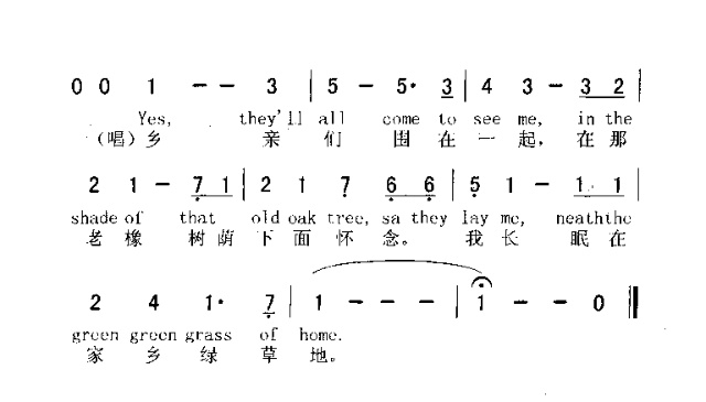 GREENGREENGRASSOFHOME家乡青青绿草地简谱1