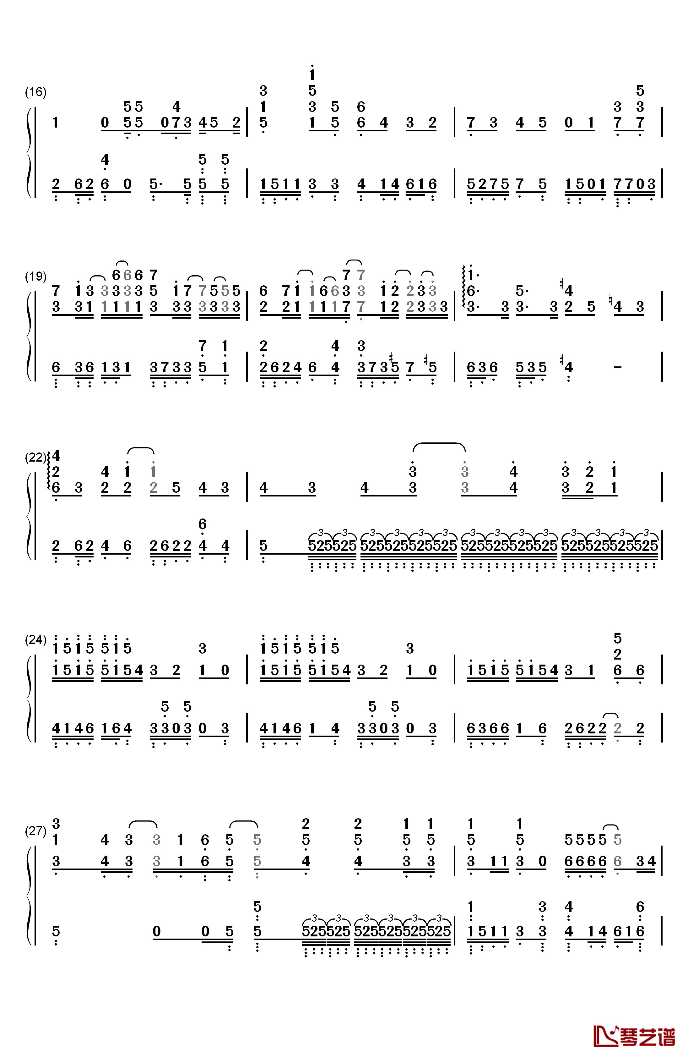 岁月如歌钢琴简谱-数字双手-陈奕迅2