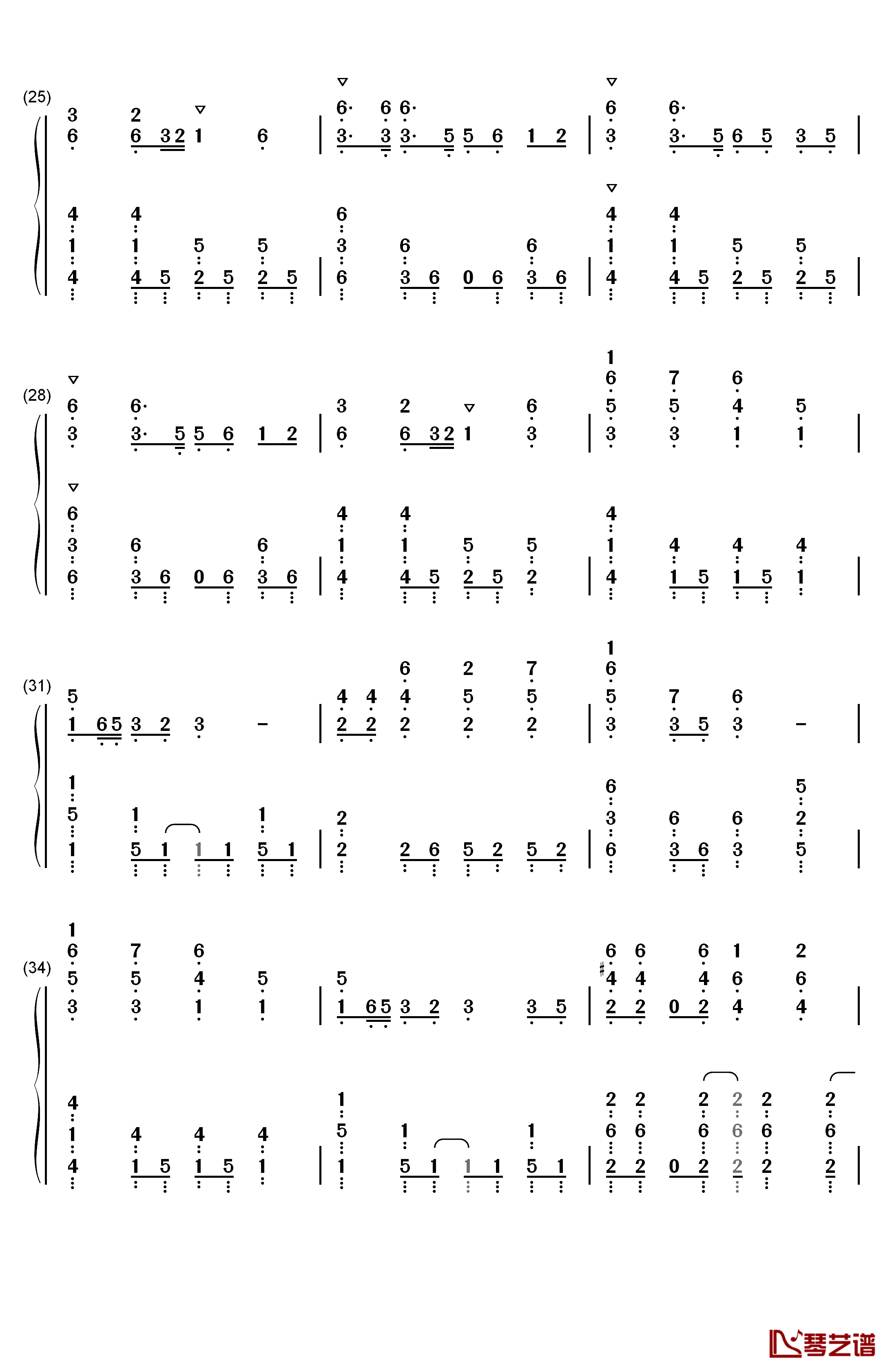 千本樱钢琴简谱-数字双手-触手猴3