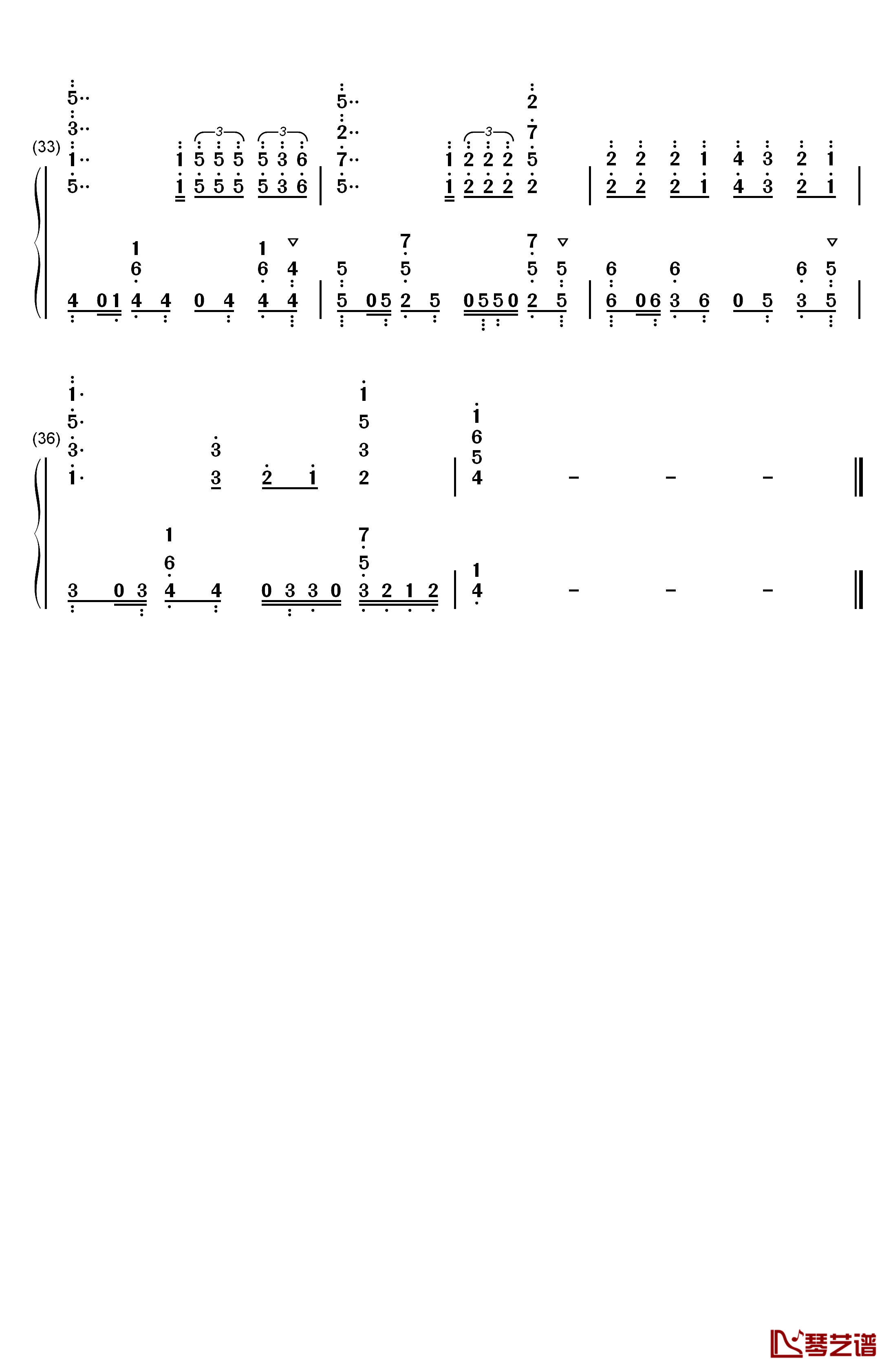 リセット钢琴简谱-数字双手-向井太一3