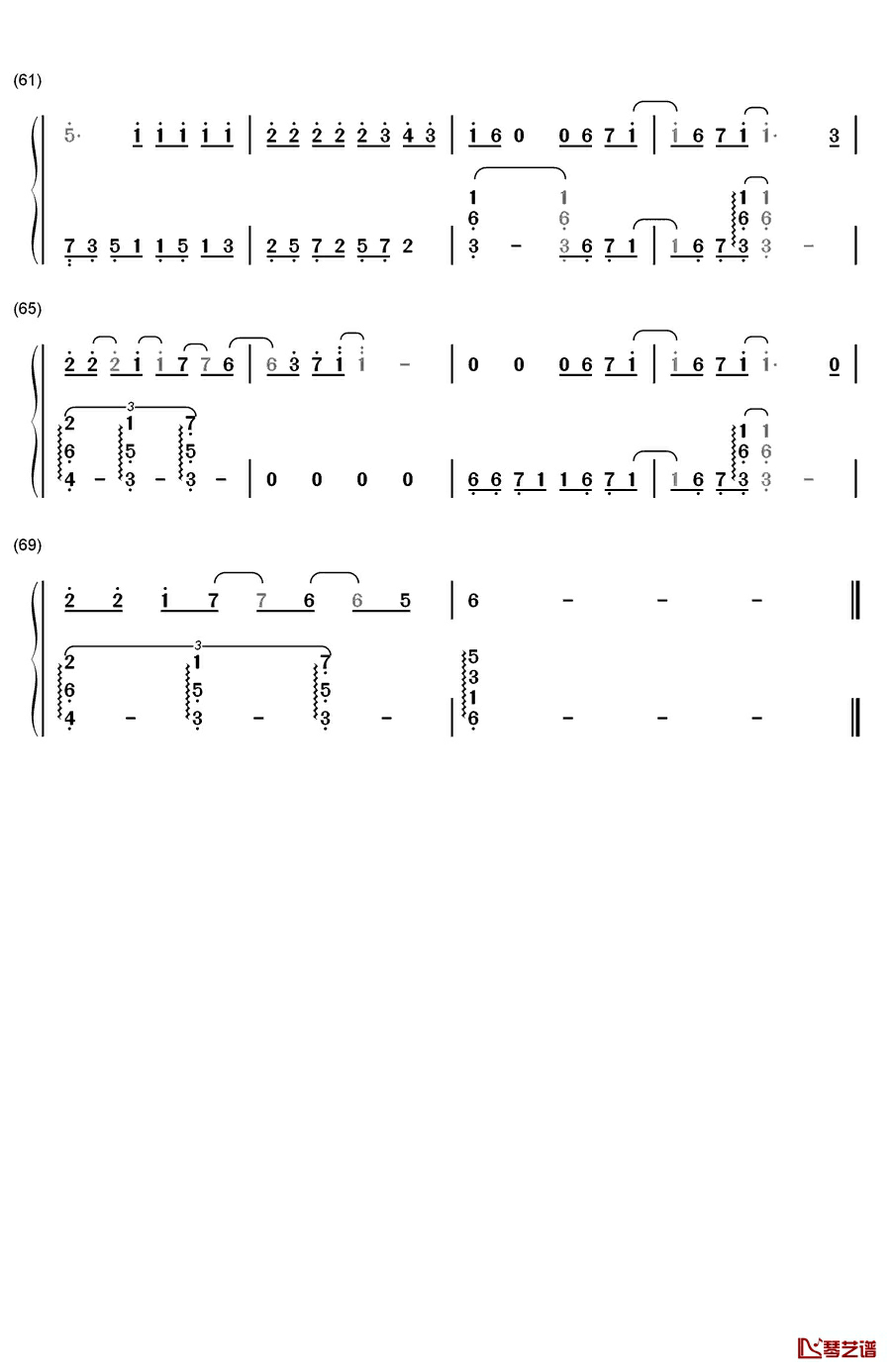 我不会喜欢你钢琴简谱-数字双手-陈柏霖4