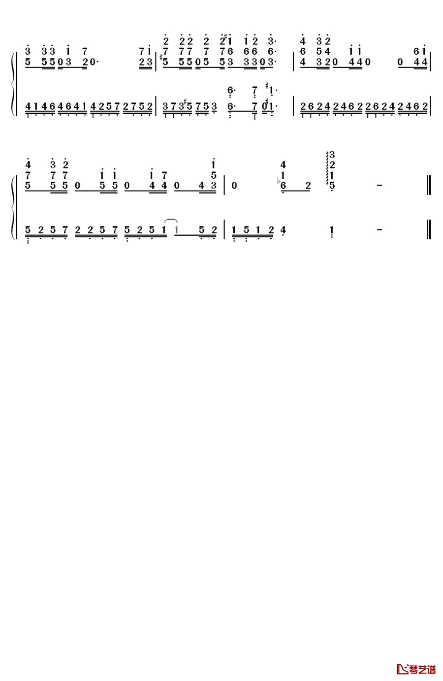 呼吸钢琴简谱-数字双手-CHEN&张力尹3