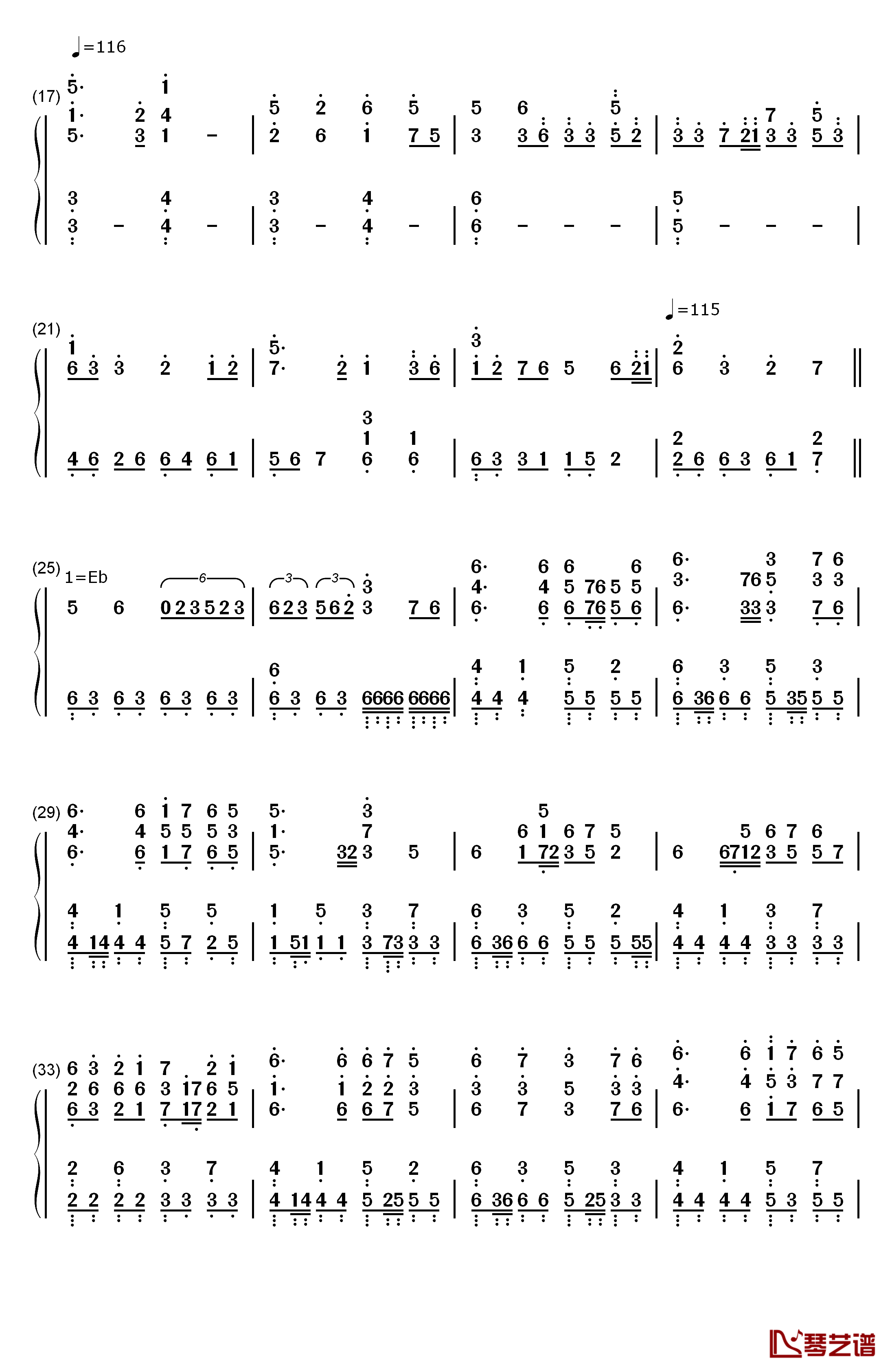 暁钢琴简谱-数字双手-志方晶子2