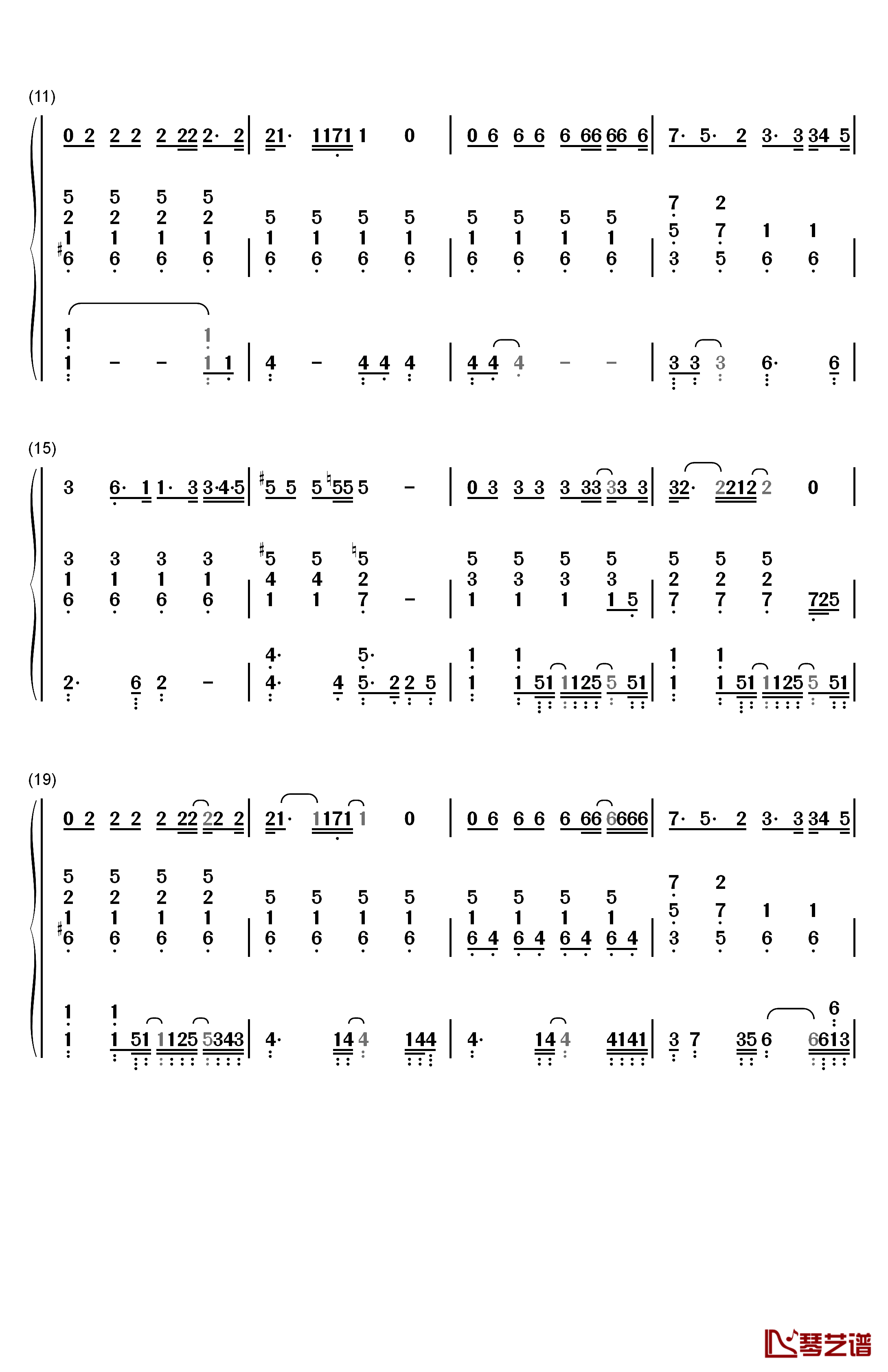 告诉我钢琴简谱-数字双手-陈绮贞2