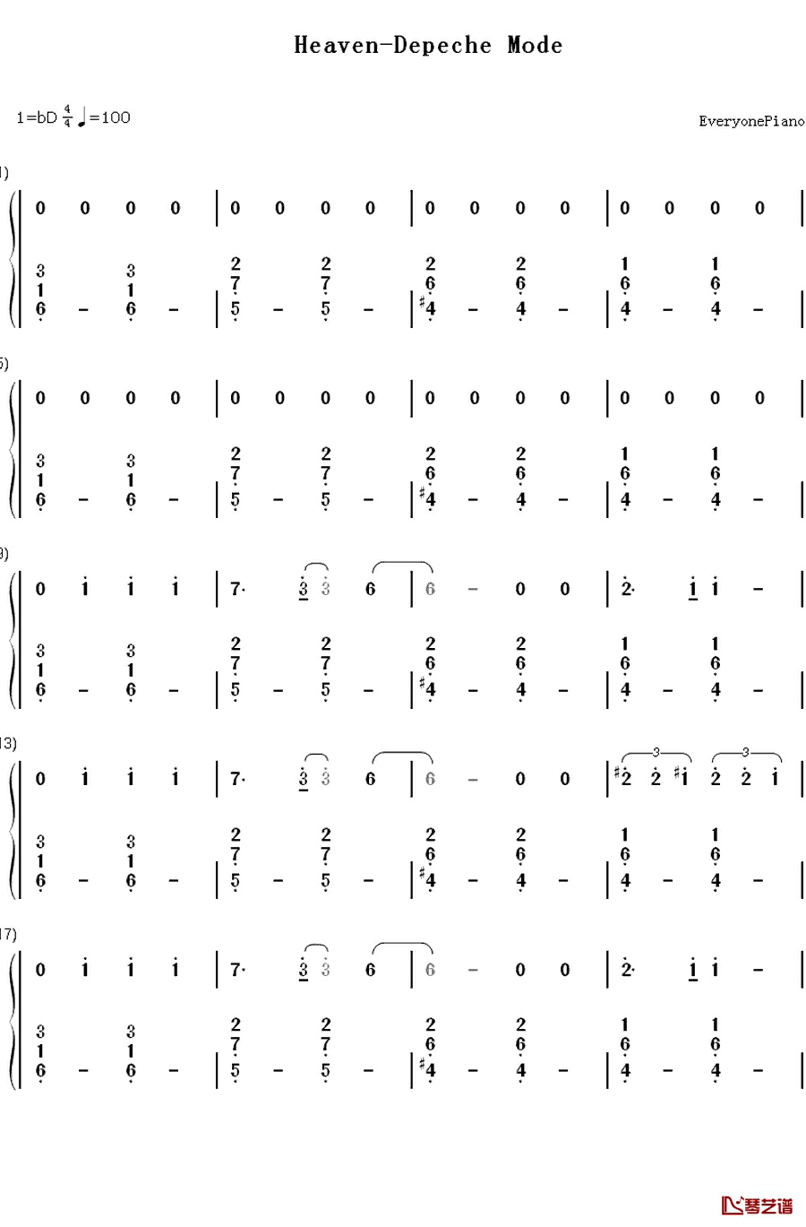 Heaven钢琴简谱-数字双手-Depeche Mode1