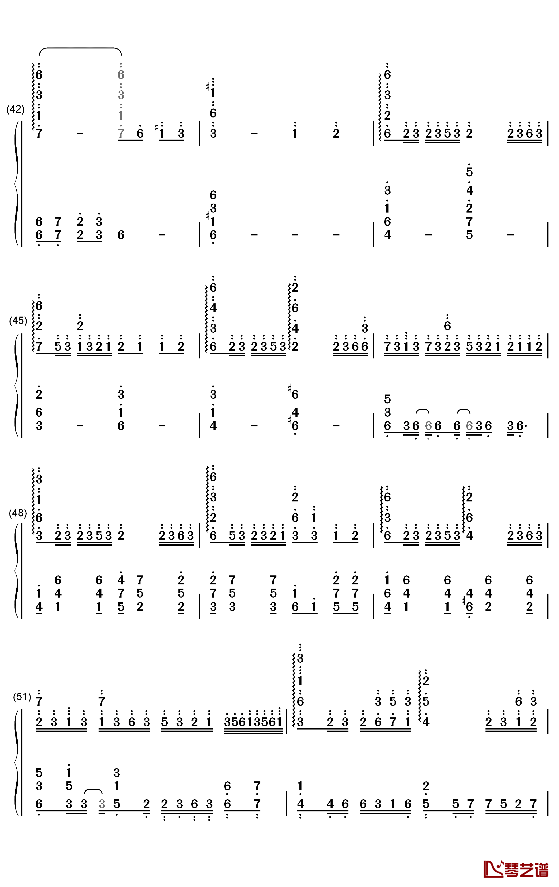 Letter钢琴简谱-数字双手-iris4