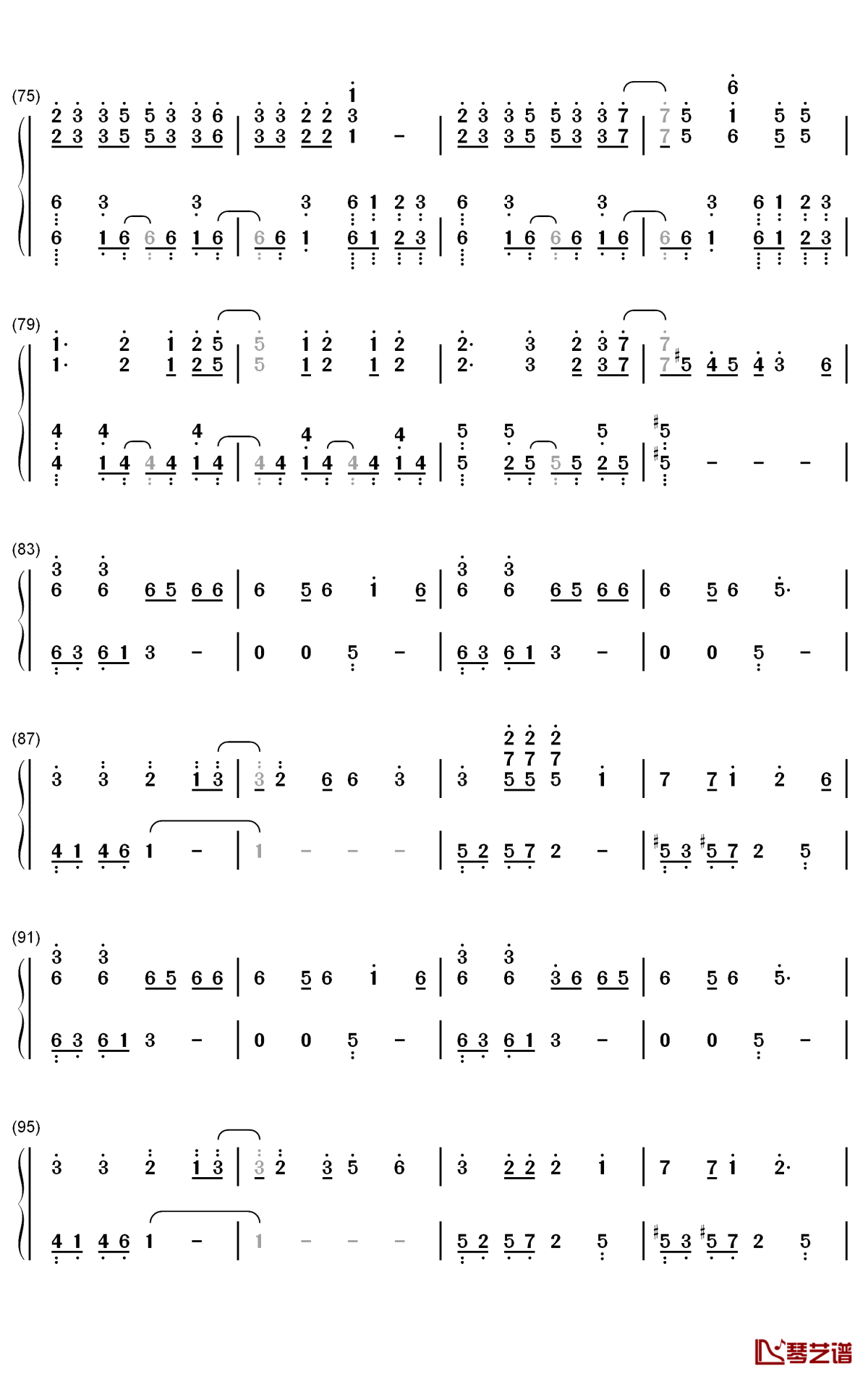 No.7钢琴简谱-数字双手-地缚少年乐队5