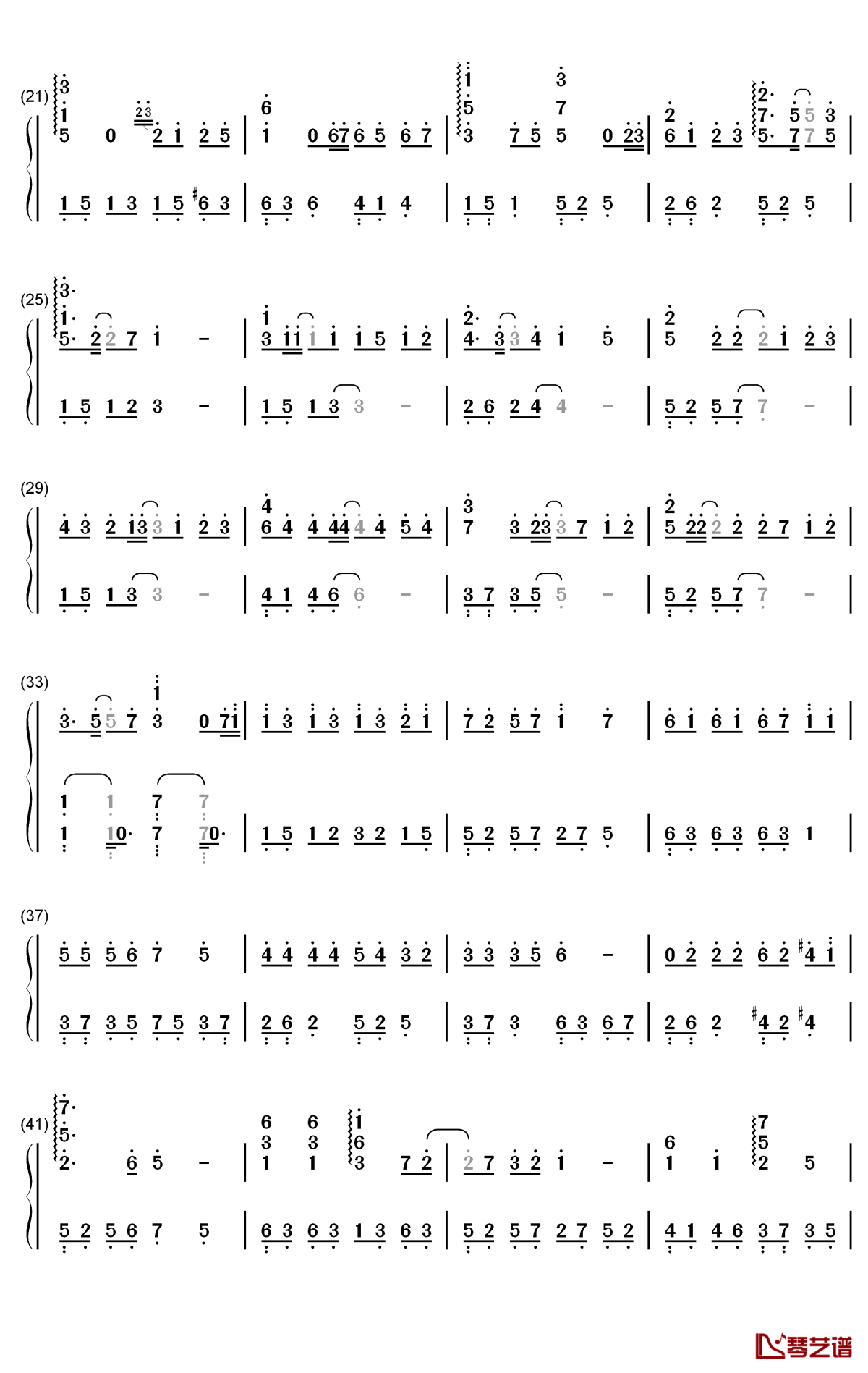 20钢琴简谱-数字双手-初学者2