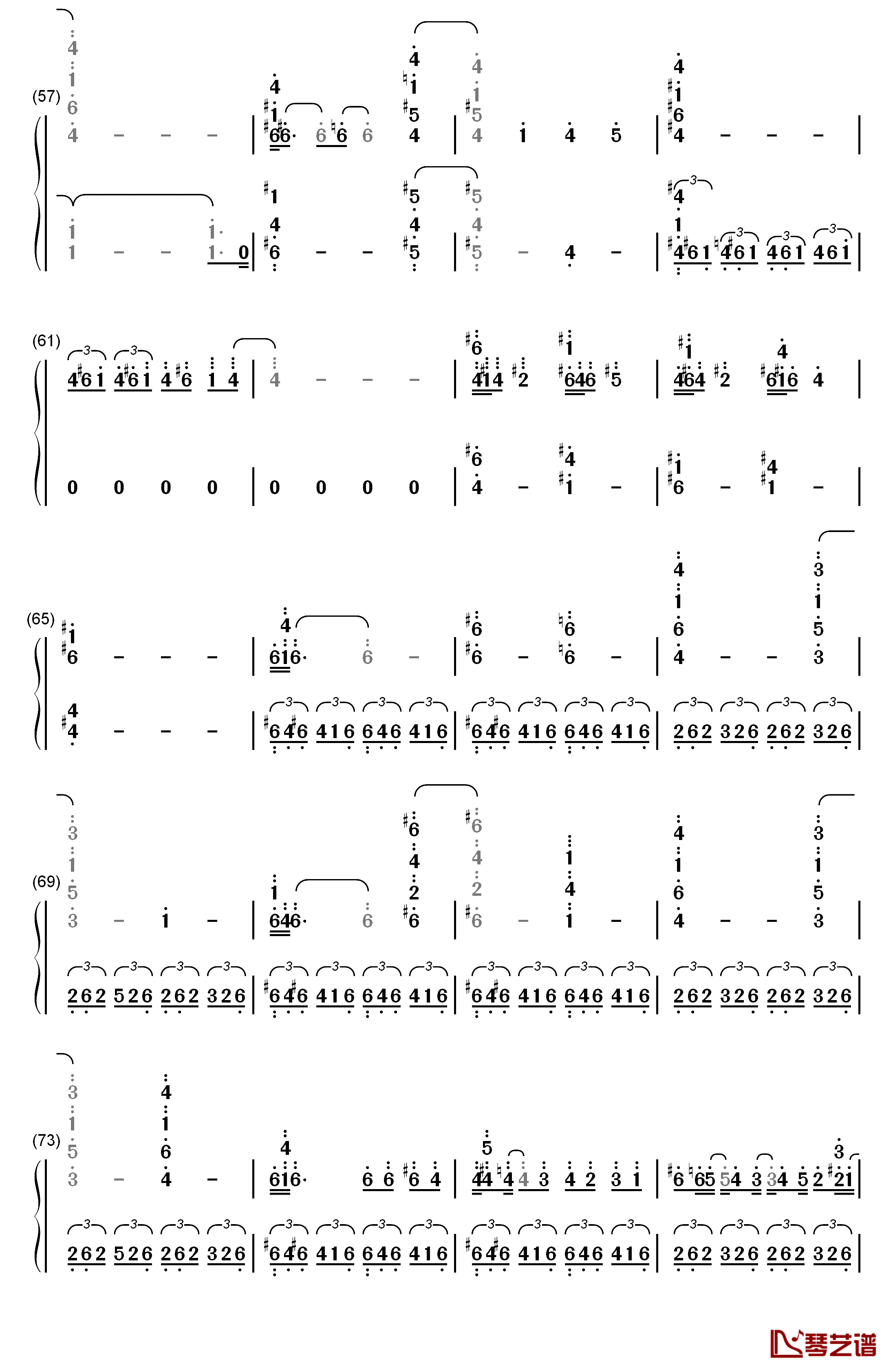 White with You钢琴简谱-数字双手-折户伸治4