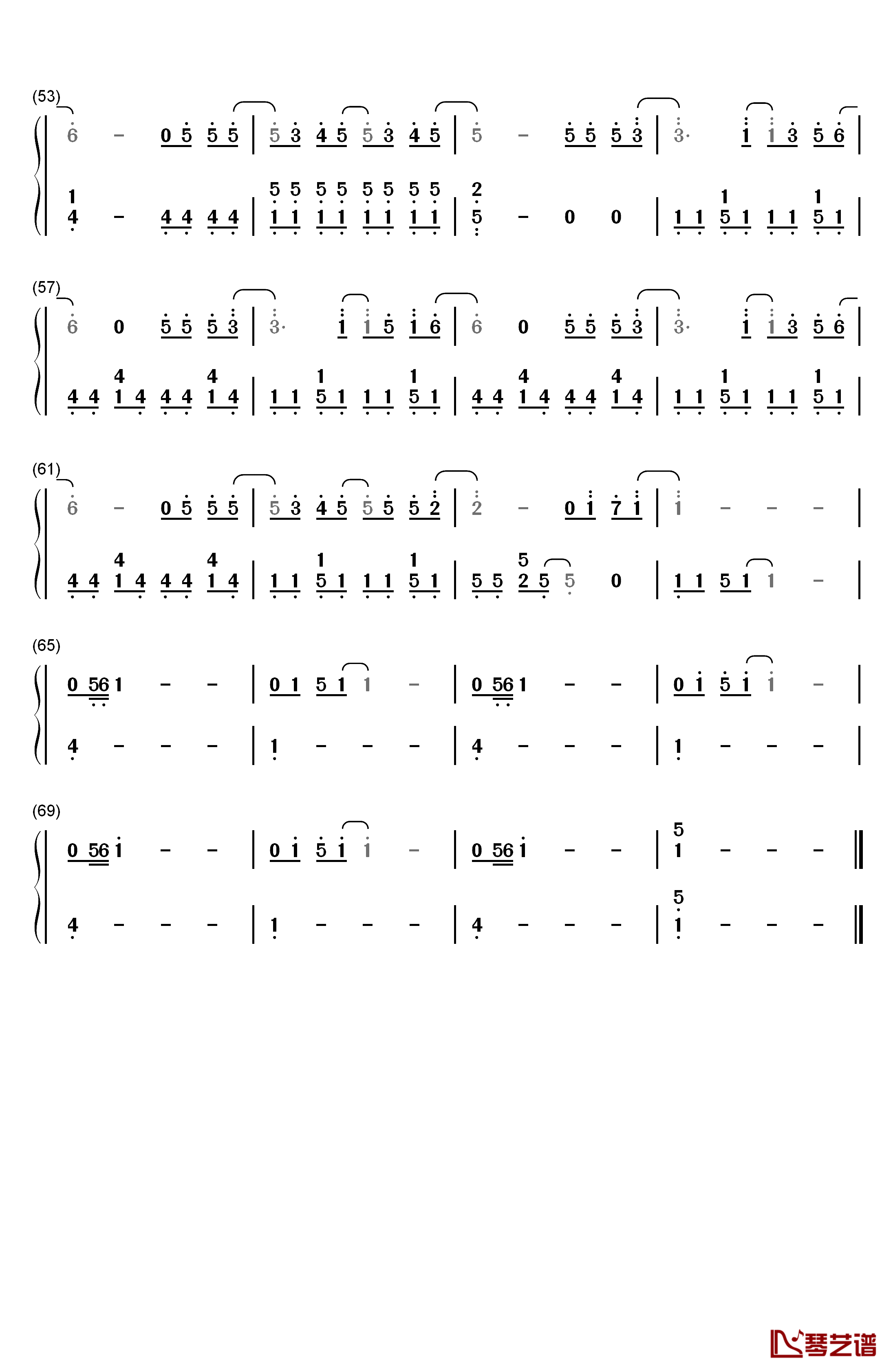 去流浪钢琴简谱-数字双手-周笔畅3