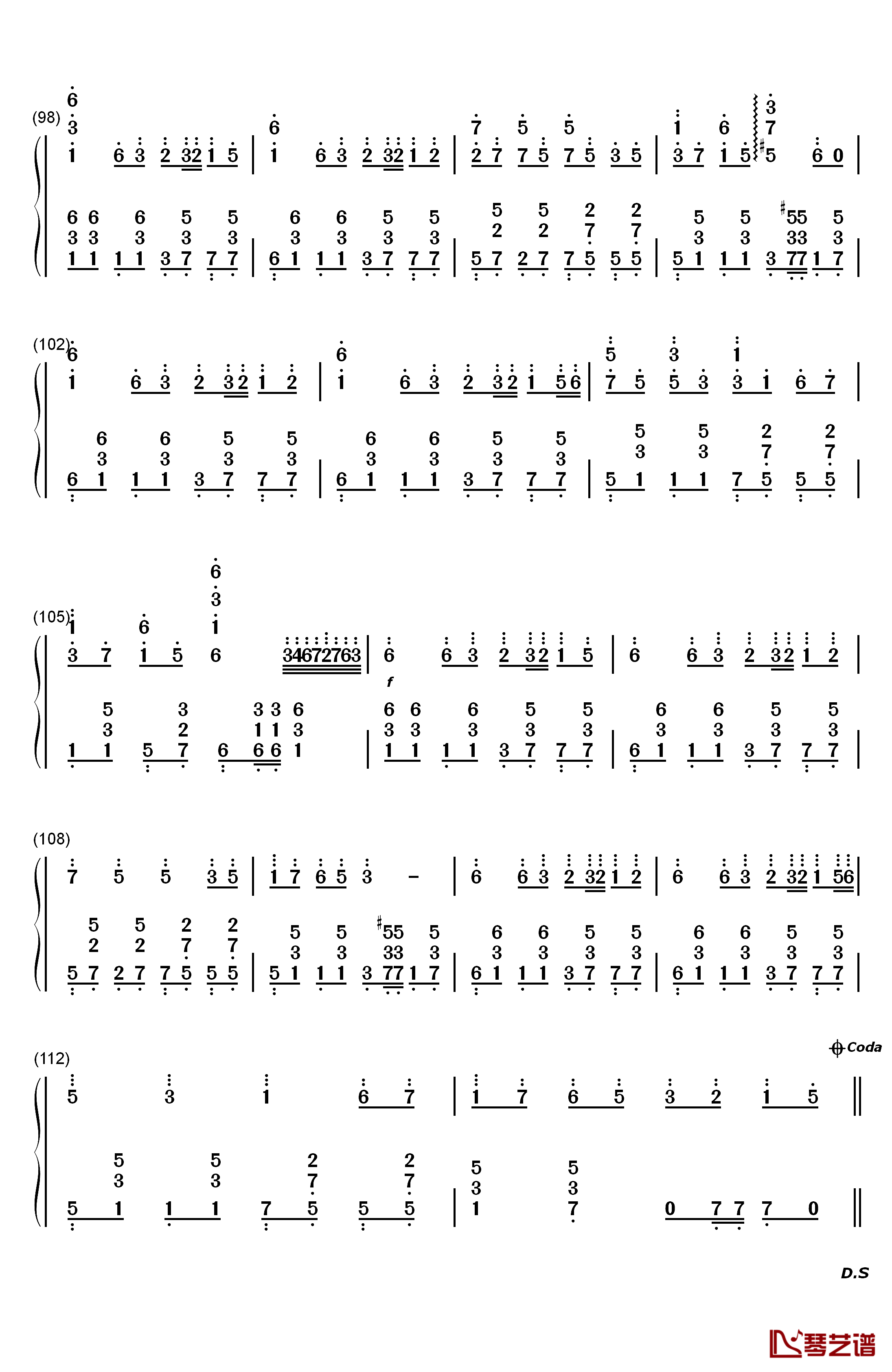 忍者棒棒钢琴简谱-数字双手-竹村桐子7