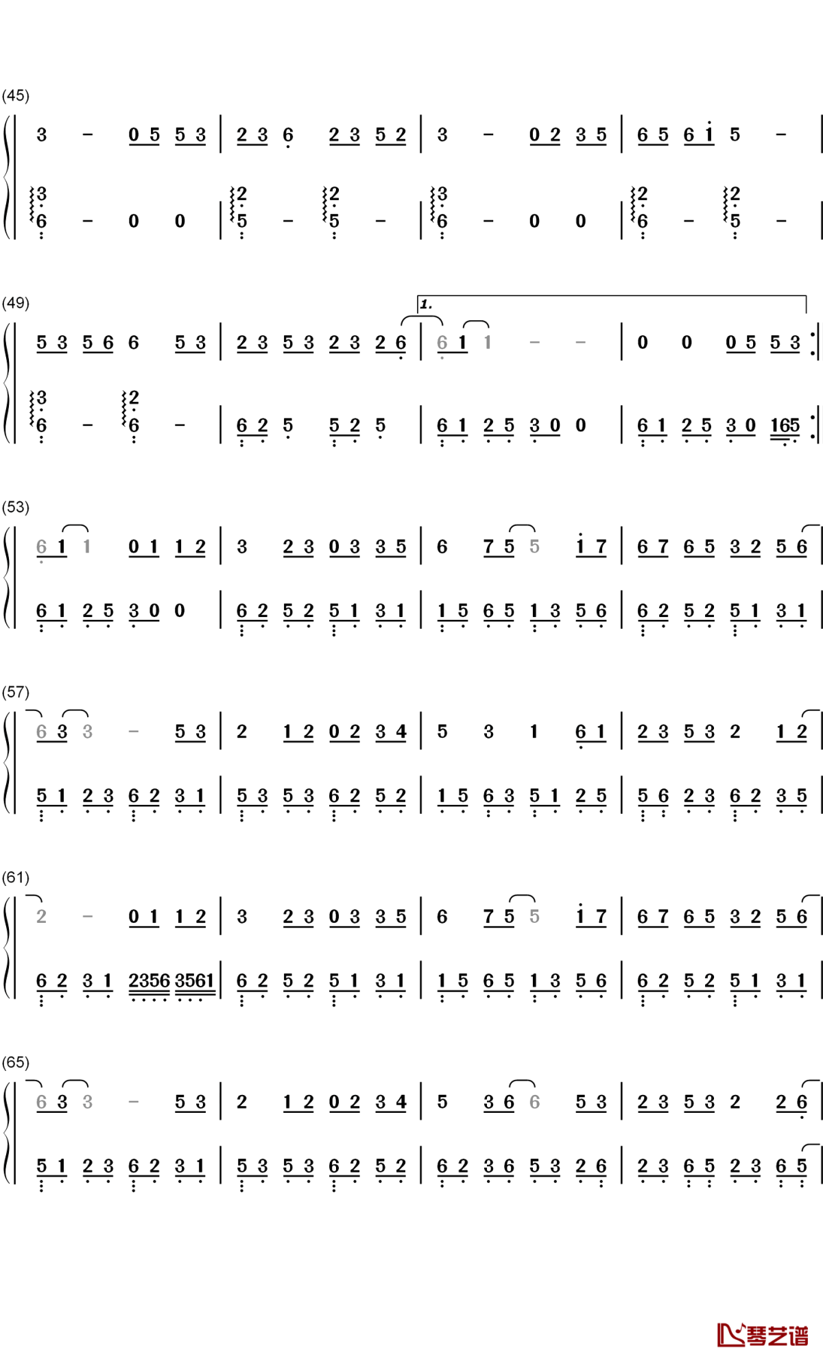 水墨江南钢琴简谱-数字双手-少司命3