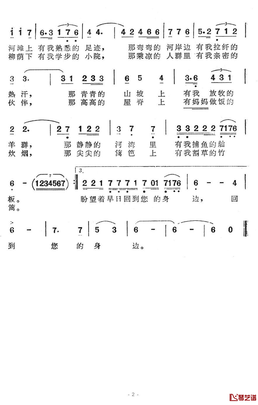 黄河啊，我日夜把您思恋简谱-电视专题艺术片《民族之光》插曲2