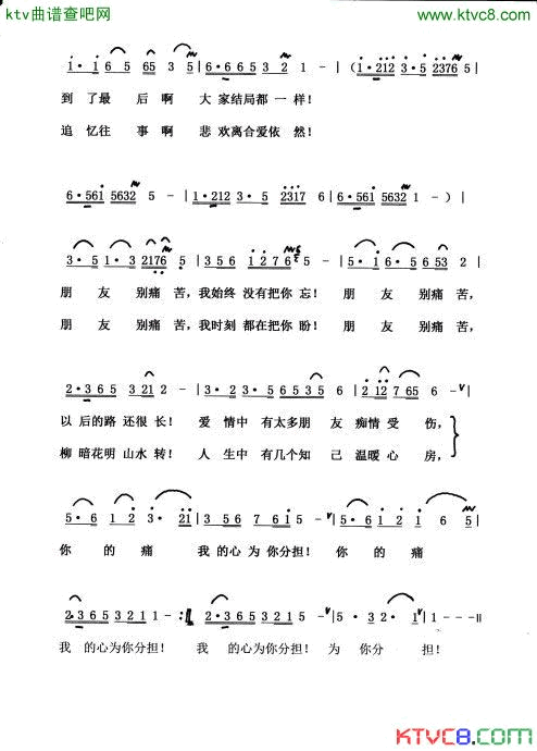 朋友别痛苦简谱1