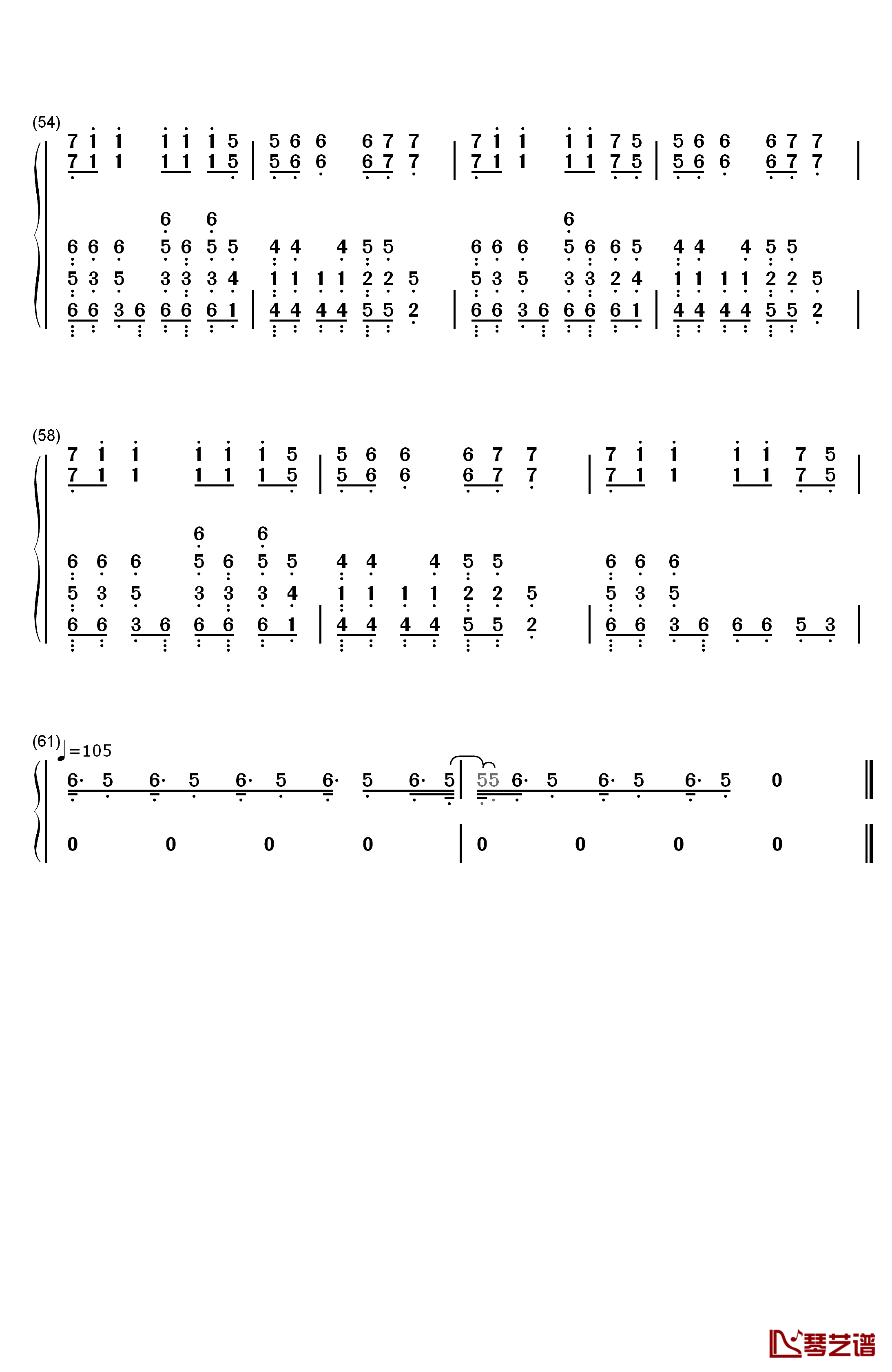 PDD洪荒之力钢琴简谱-数字双手-Hoaprox4