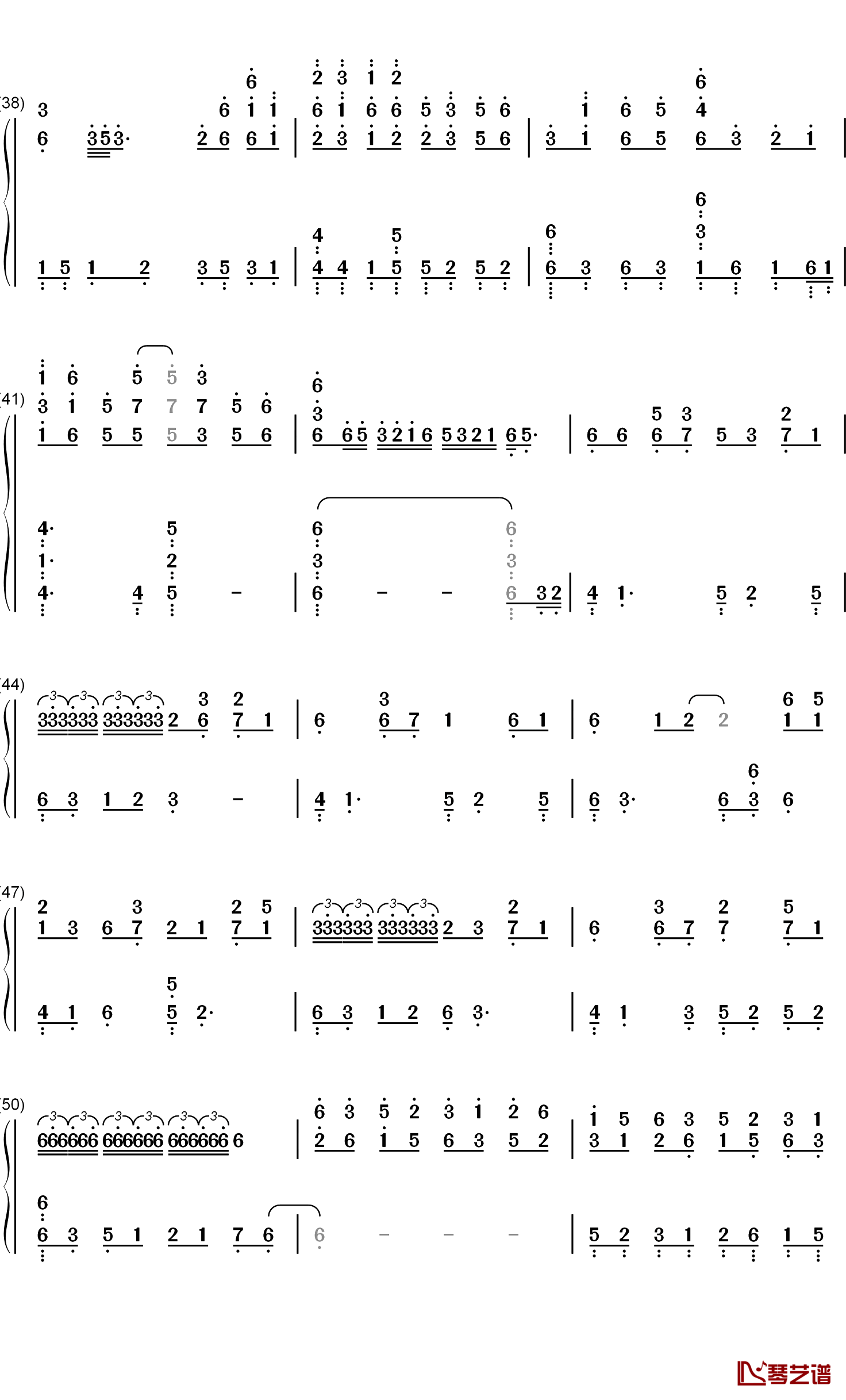 哪吒钢琴简谱-数字双手-贰婶3