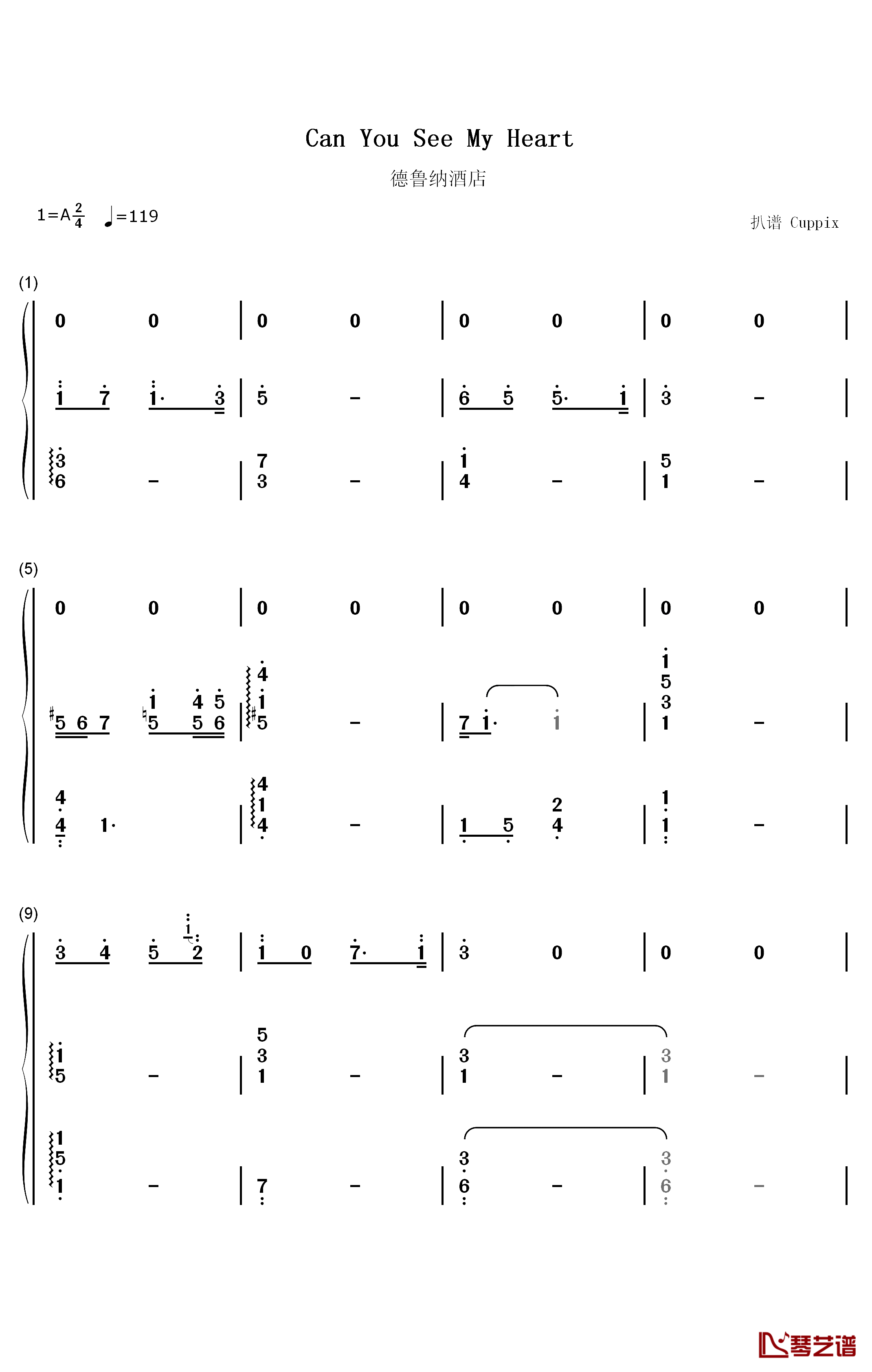 Can You See My Heart钢琴简谱-数字双手-Heize1