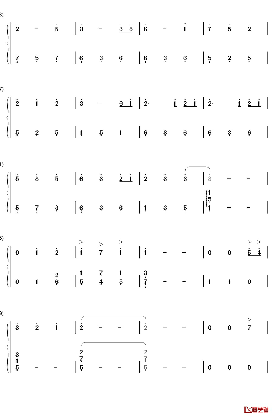 君とずっと…钢琴简谱-数字双手-yu-yu10