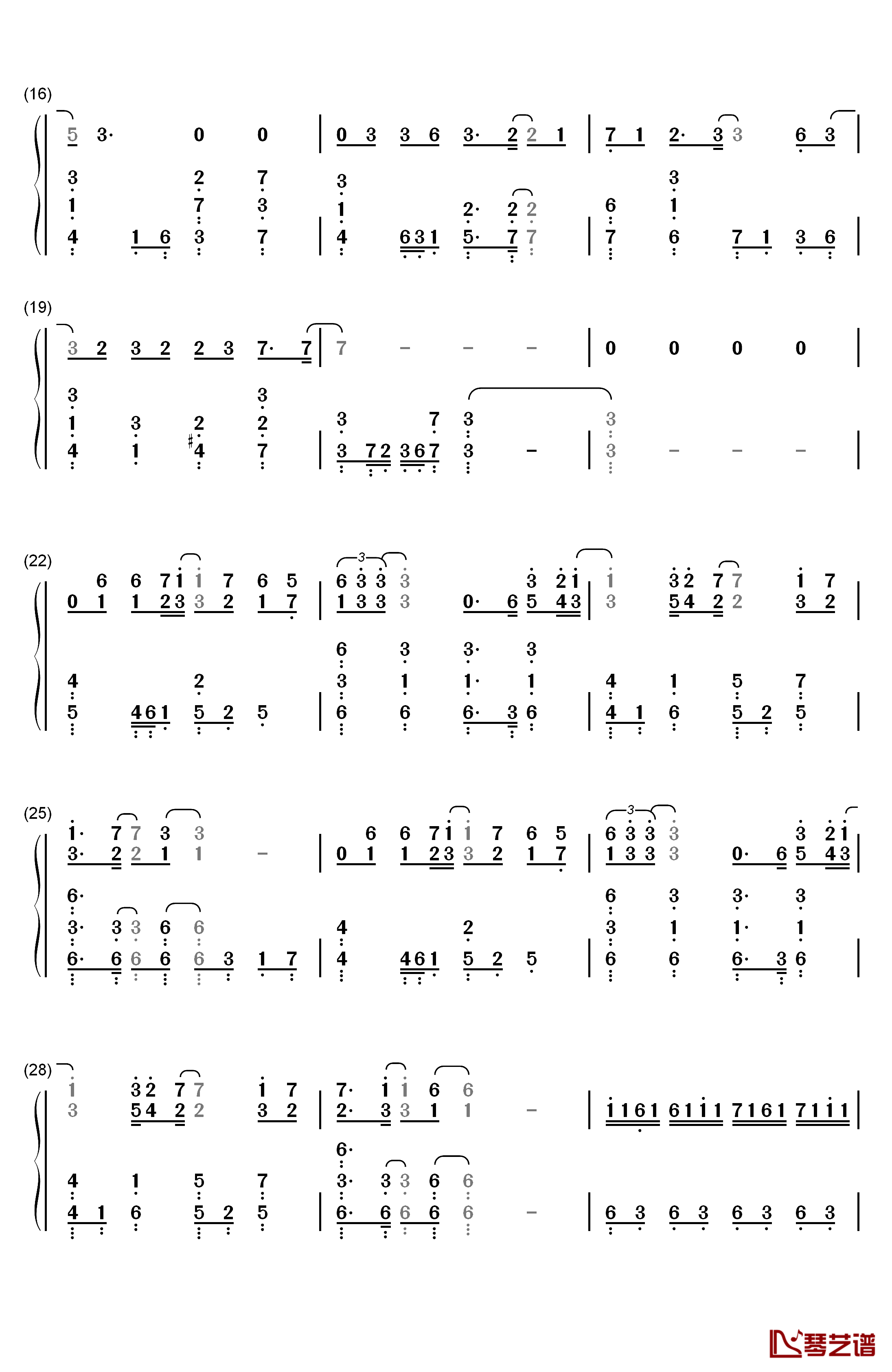 焚情钢琴简谱-数字双手-张信哲2