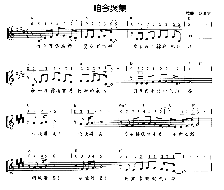 咱今聚集简谱1