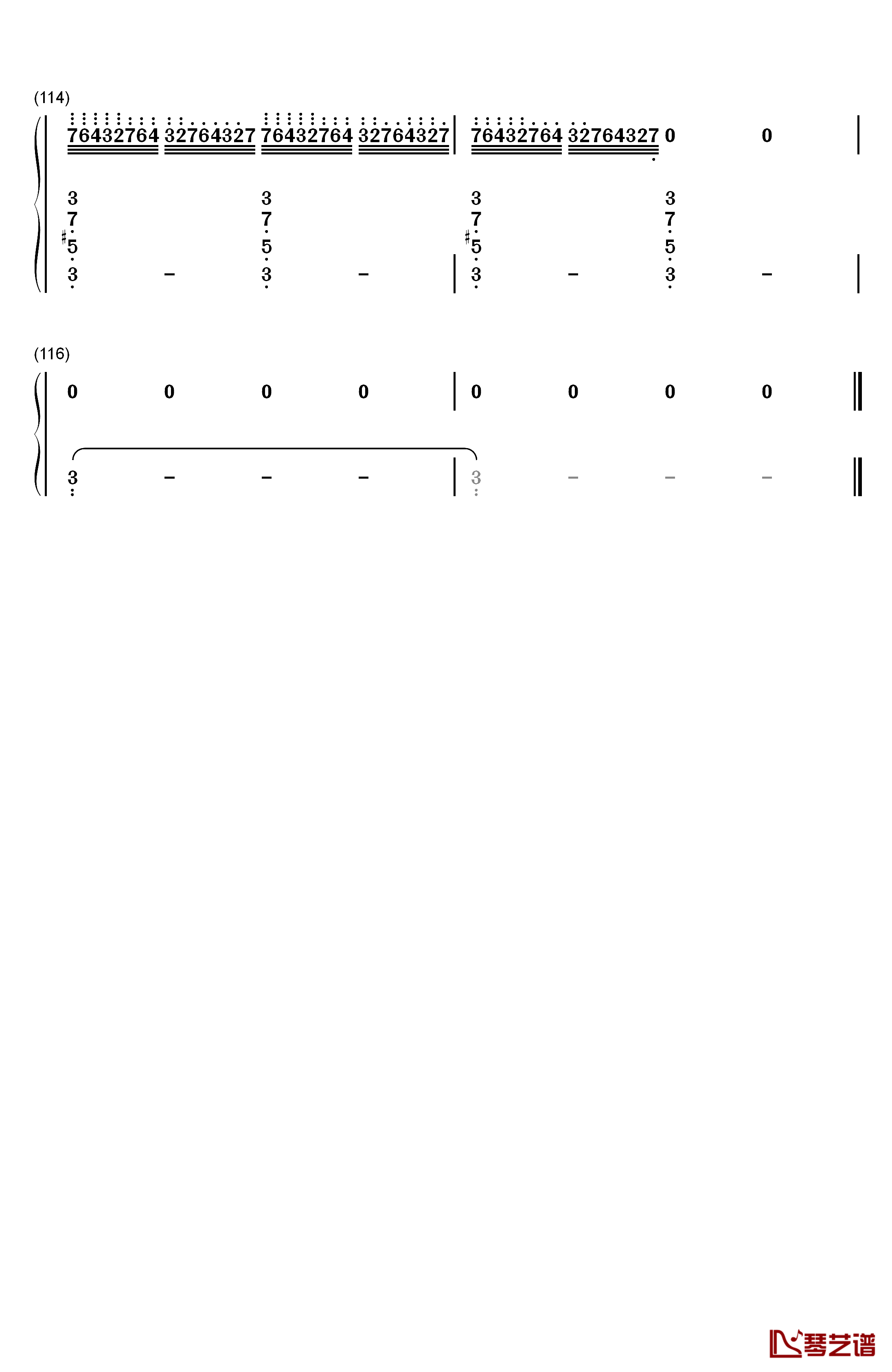 忍者棒棒钢琴简谱-数字双手-竹村桐子8