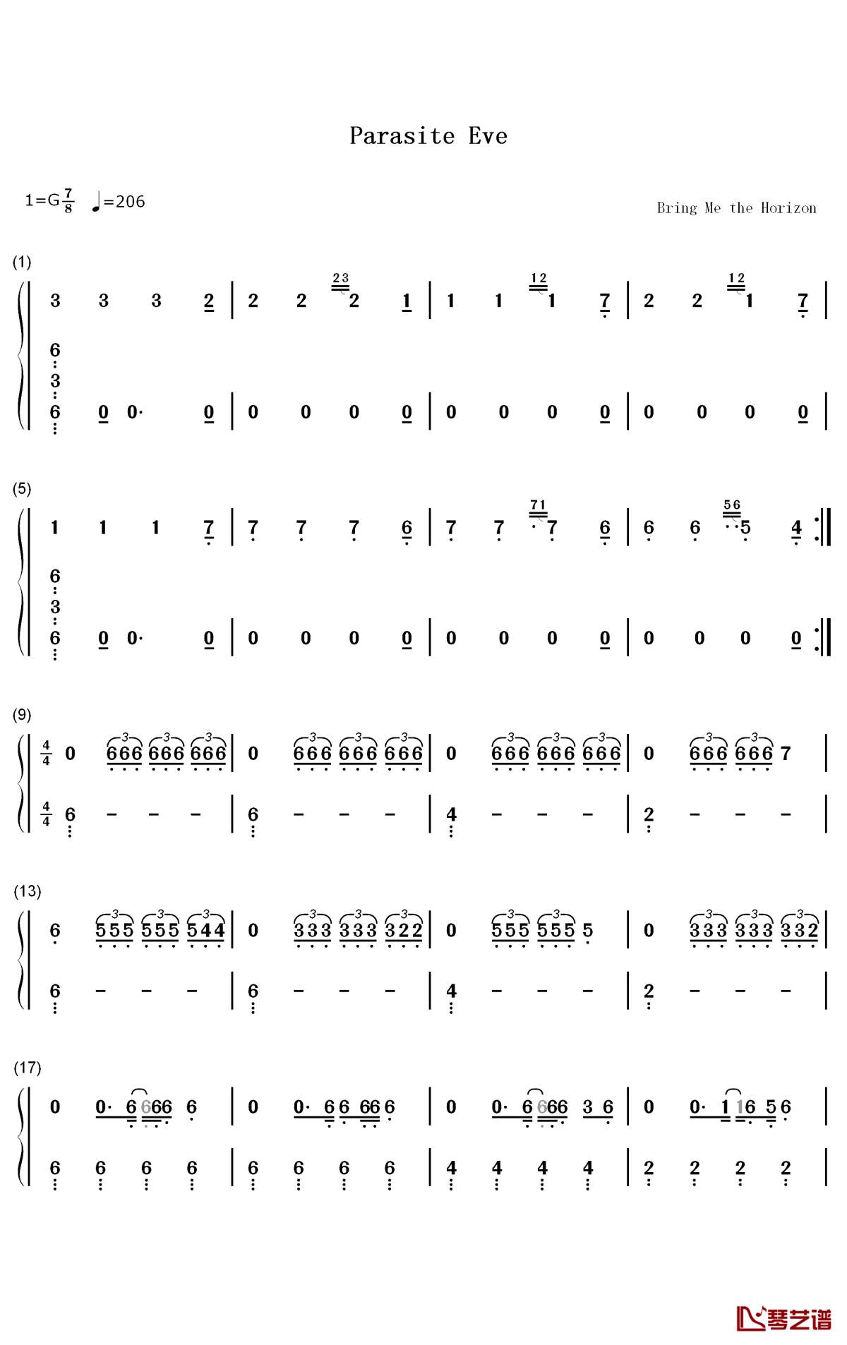 Parasite Eve钢琴简谱-数字双手-Bring Me the Horizon1