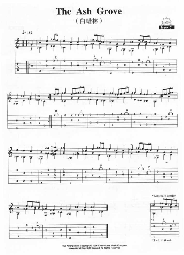 TheAshGrove吉它曲谱简谱-白蜡林演唱1