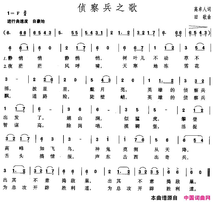 侦察兵之歌简谱1