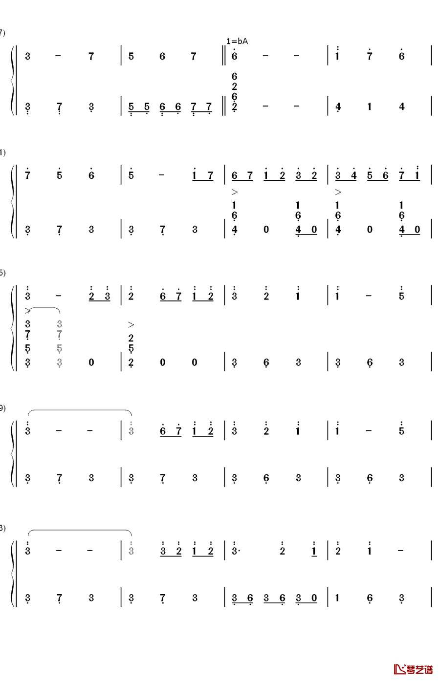 君とずっと…钢琴简谱-数字双手-yu-yu7