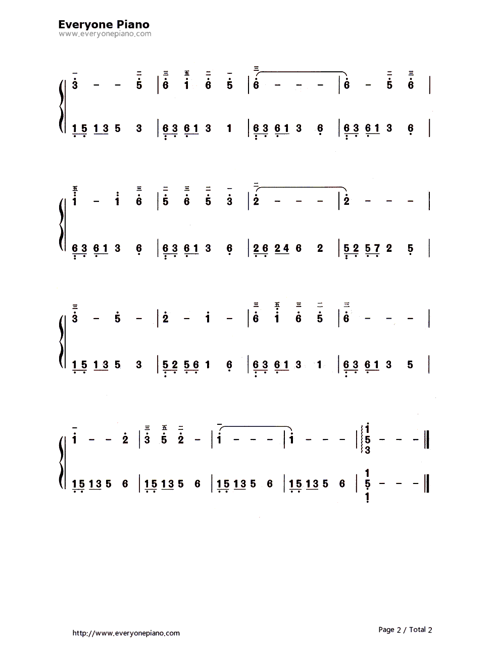 渔舟唱晚钢琴简谱-数字双手-娄树华2