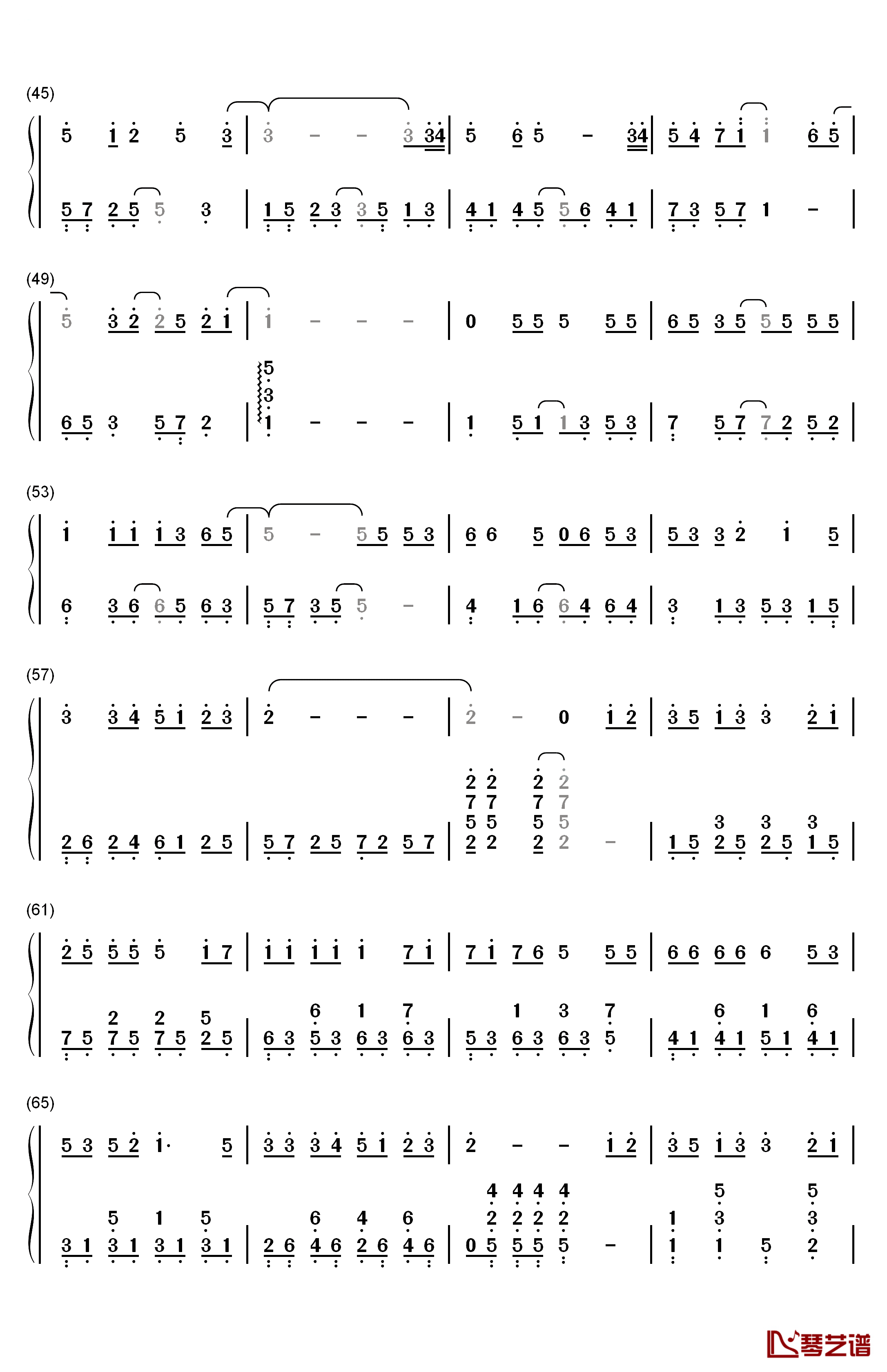 学猫叫钢琴简谱-数字双手-小潘潘 小峰峰3