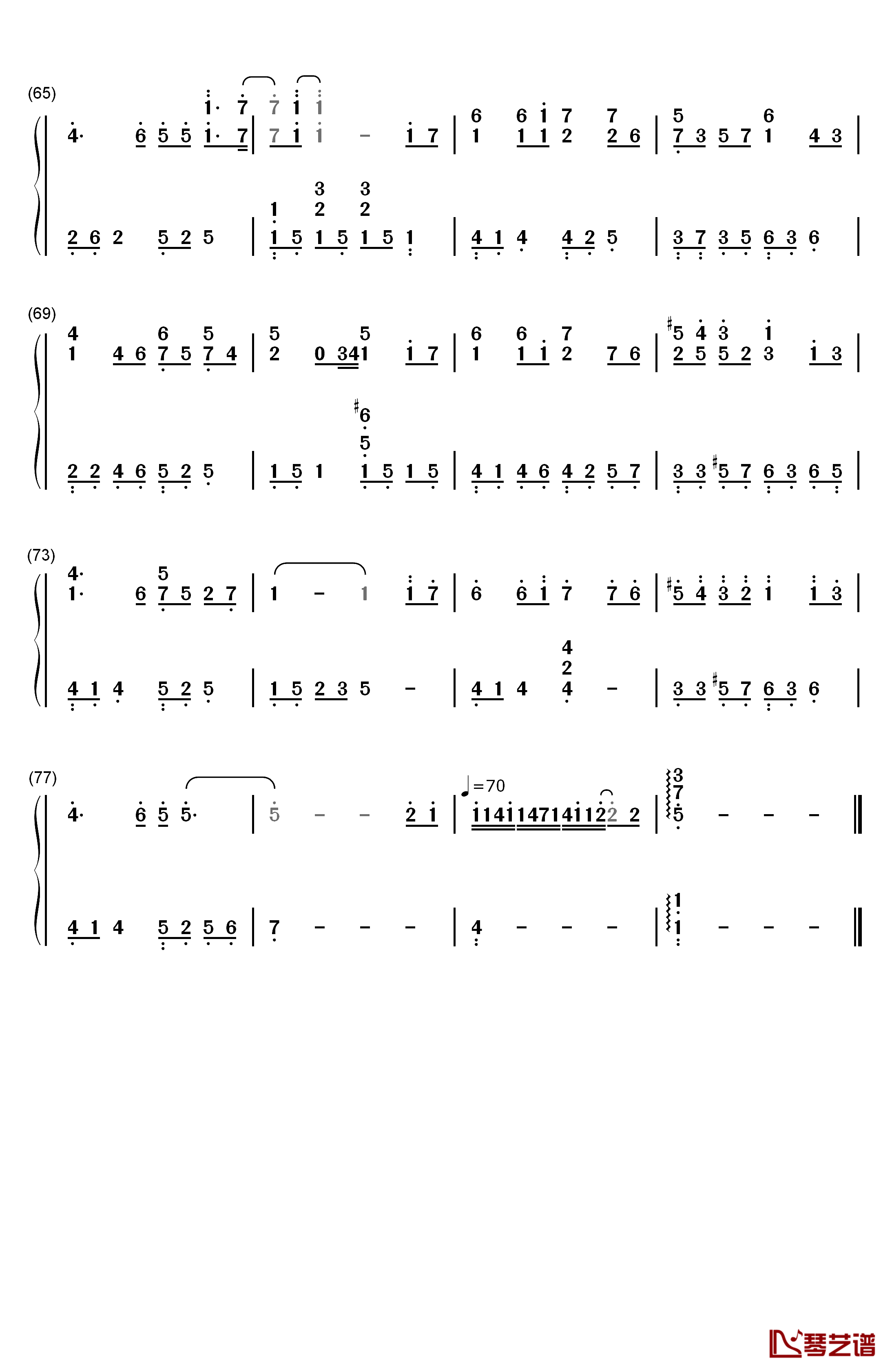 他钢琴简谱-数字双手-周艺博4