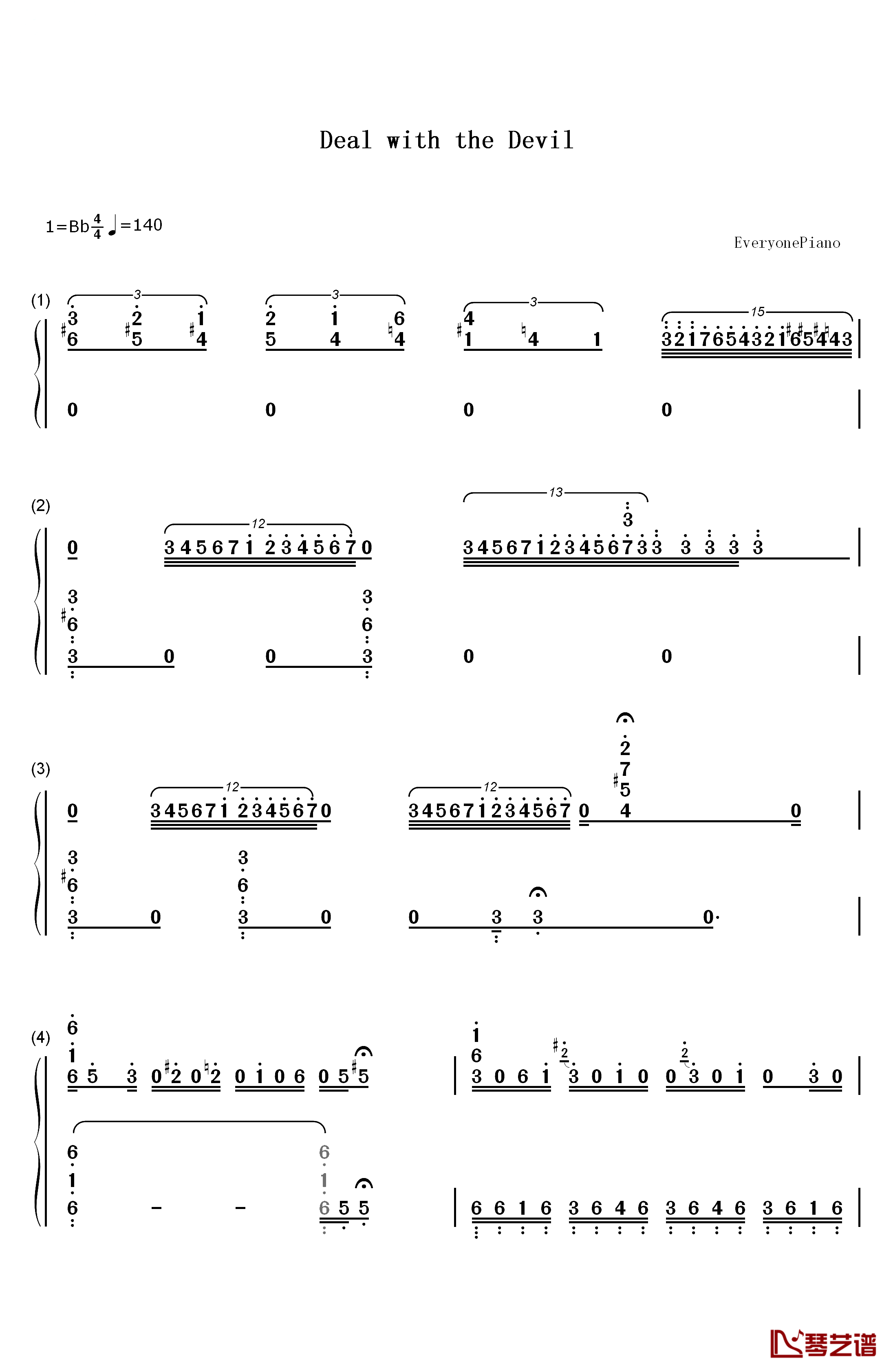 Deal with the Devil钢琴简谱-数字双手-Tia1