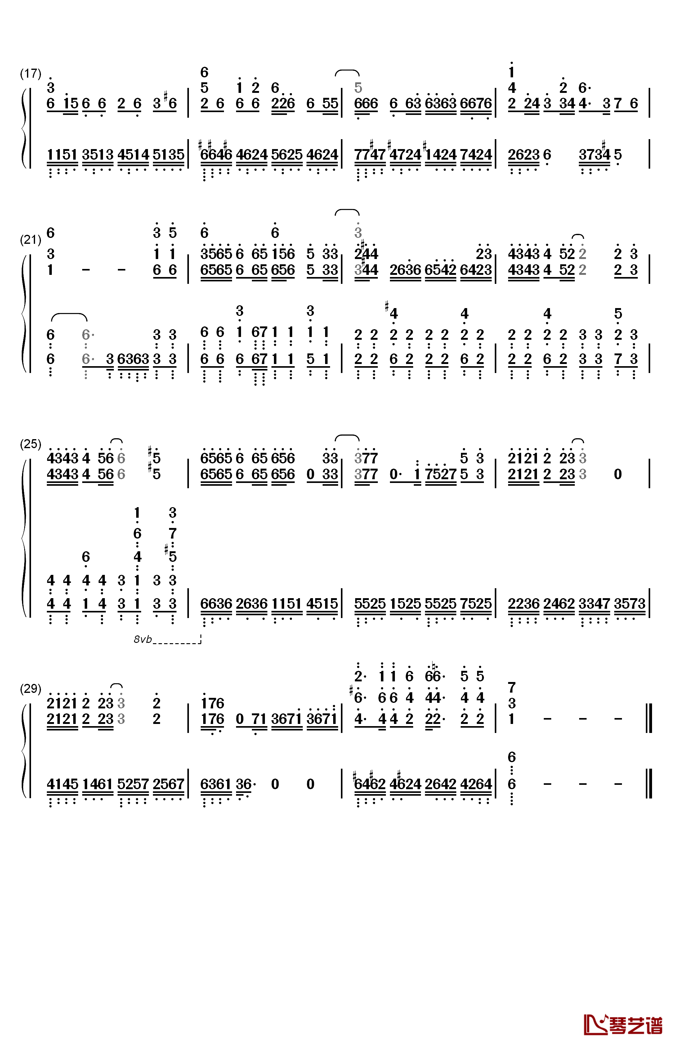 美丽而残酷的世界钢琴简谱-数字双手-日笠阳子2