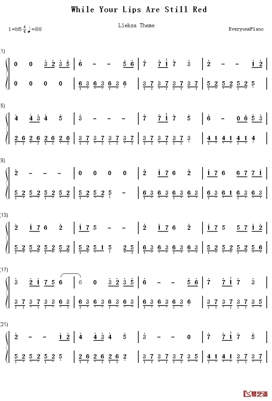 While Your Lips Are Still Red钢琴简谱-数字双手-Nightwish1