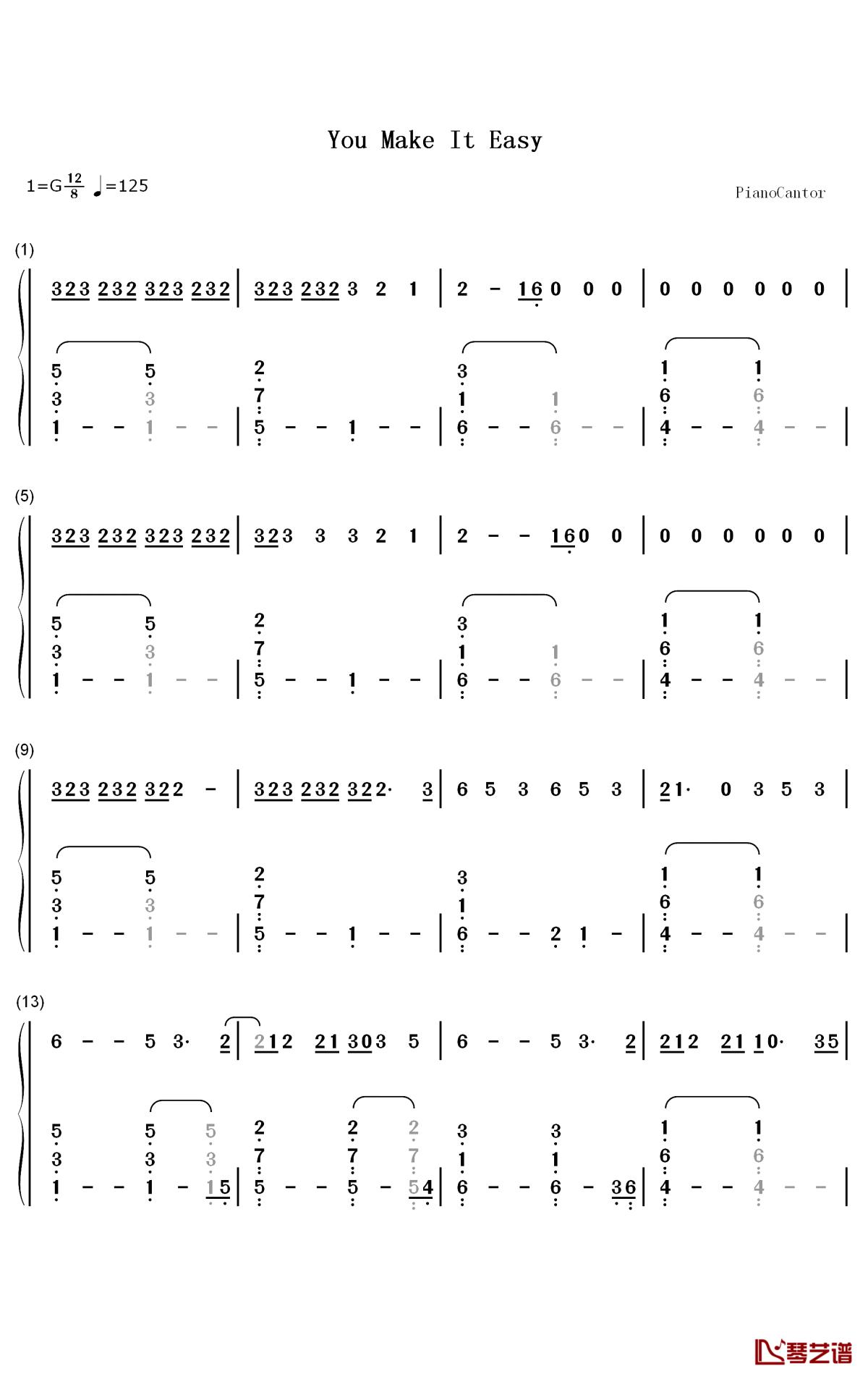 You Make It Easy钢琴简谱-数字双手-Jason Aldean1