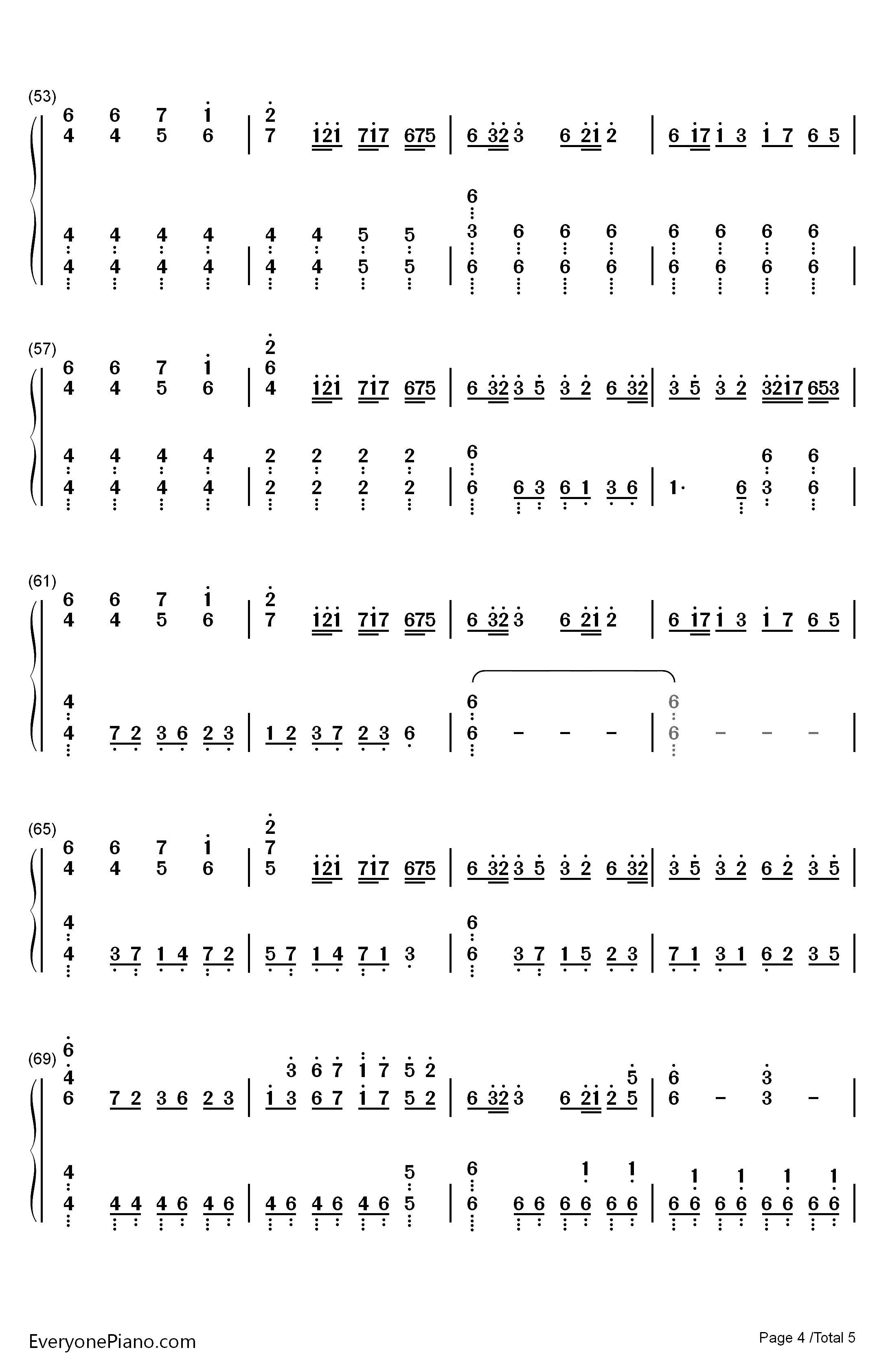 幻想净琉璃钢琴简谱-数字双手-ZUN4