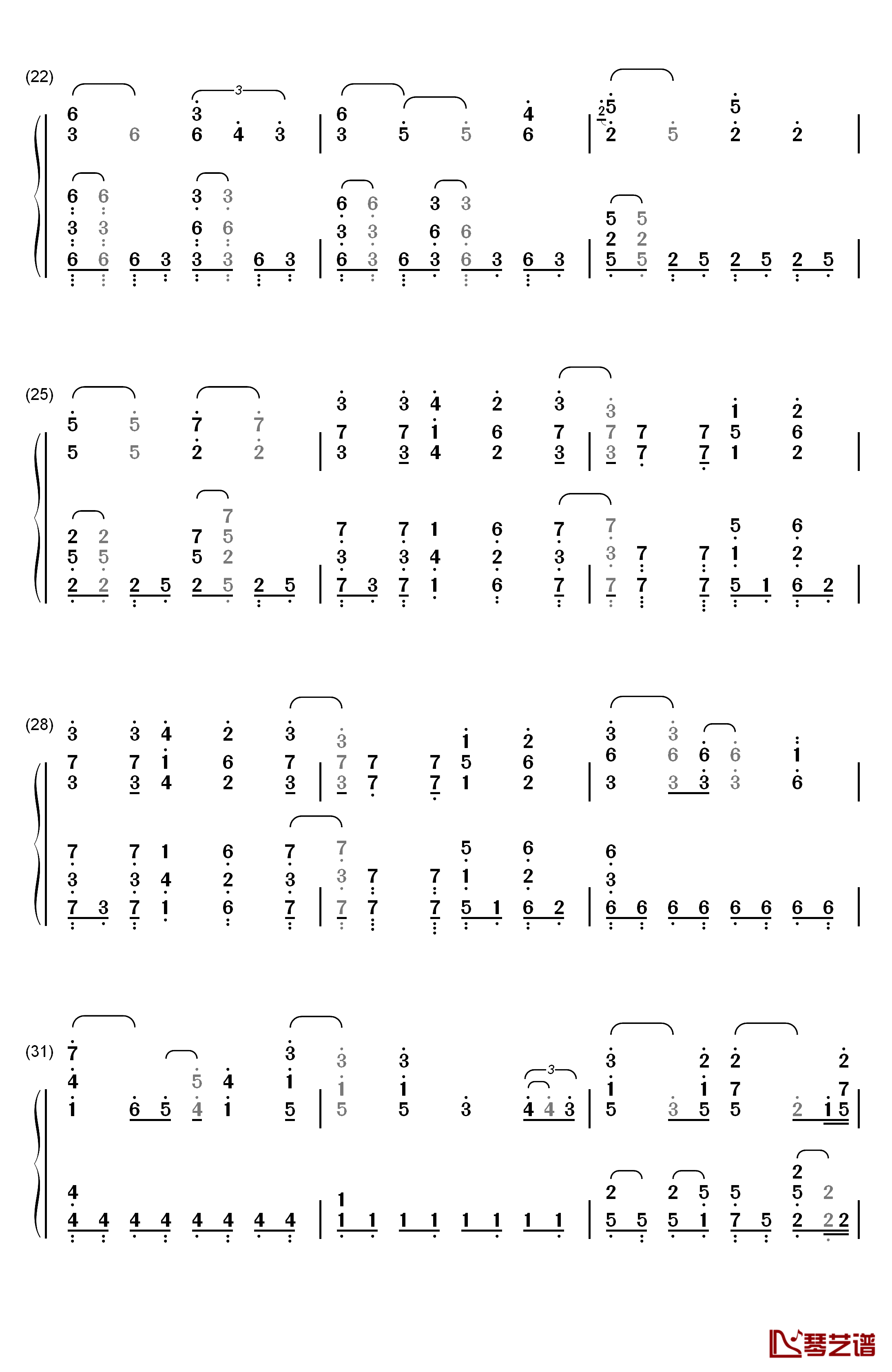 自由之翼钢琴简谱-数字双手-Linked Horizon  Revo3