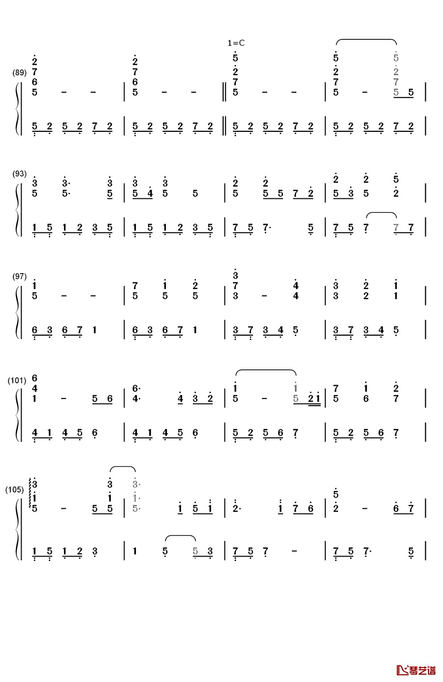 风の街へ钢琴简谱-数字双手-FictionJunction KEIKO5