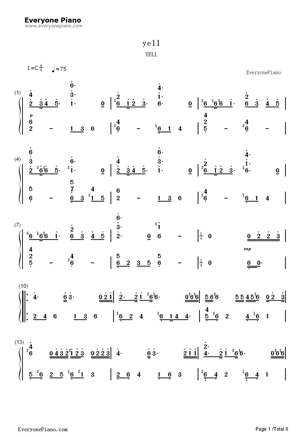 YELL钢琴简谱-数字双手-生物股长  いきものがかり1