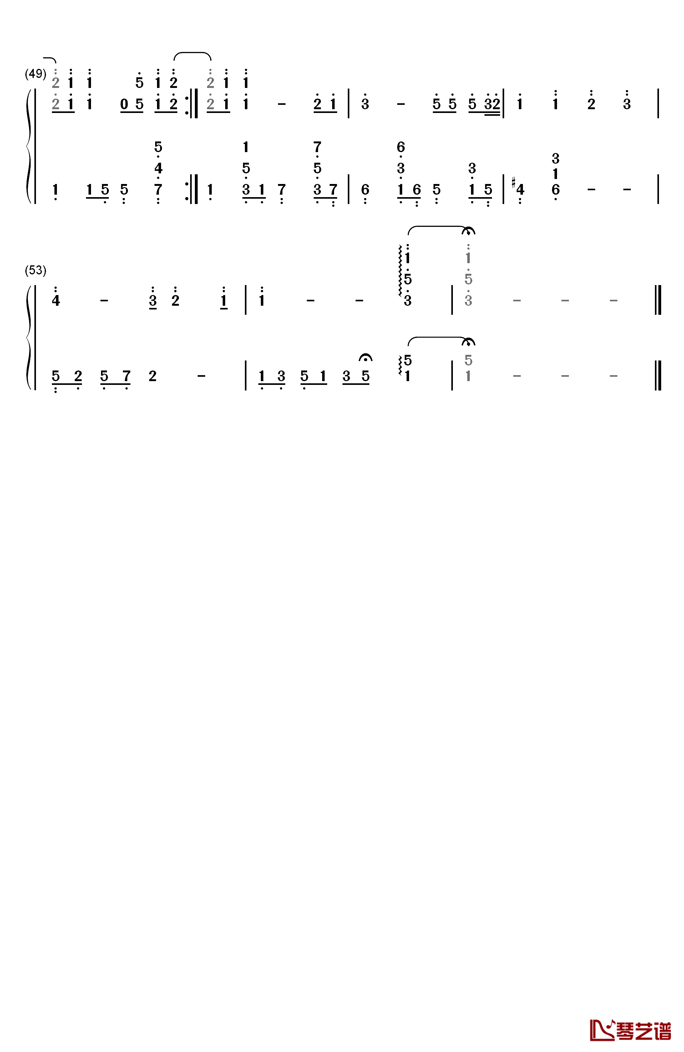 遥远的她钢琴简谱-数字双手-张学友4