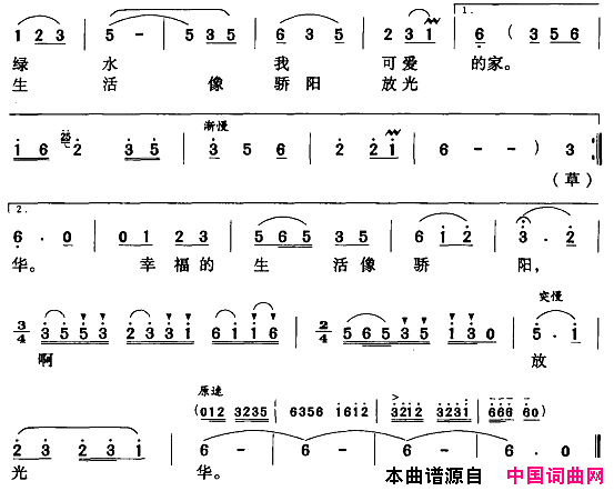 我爱达乡美丽的春天简谱1