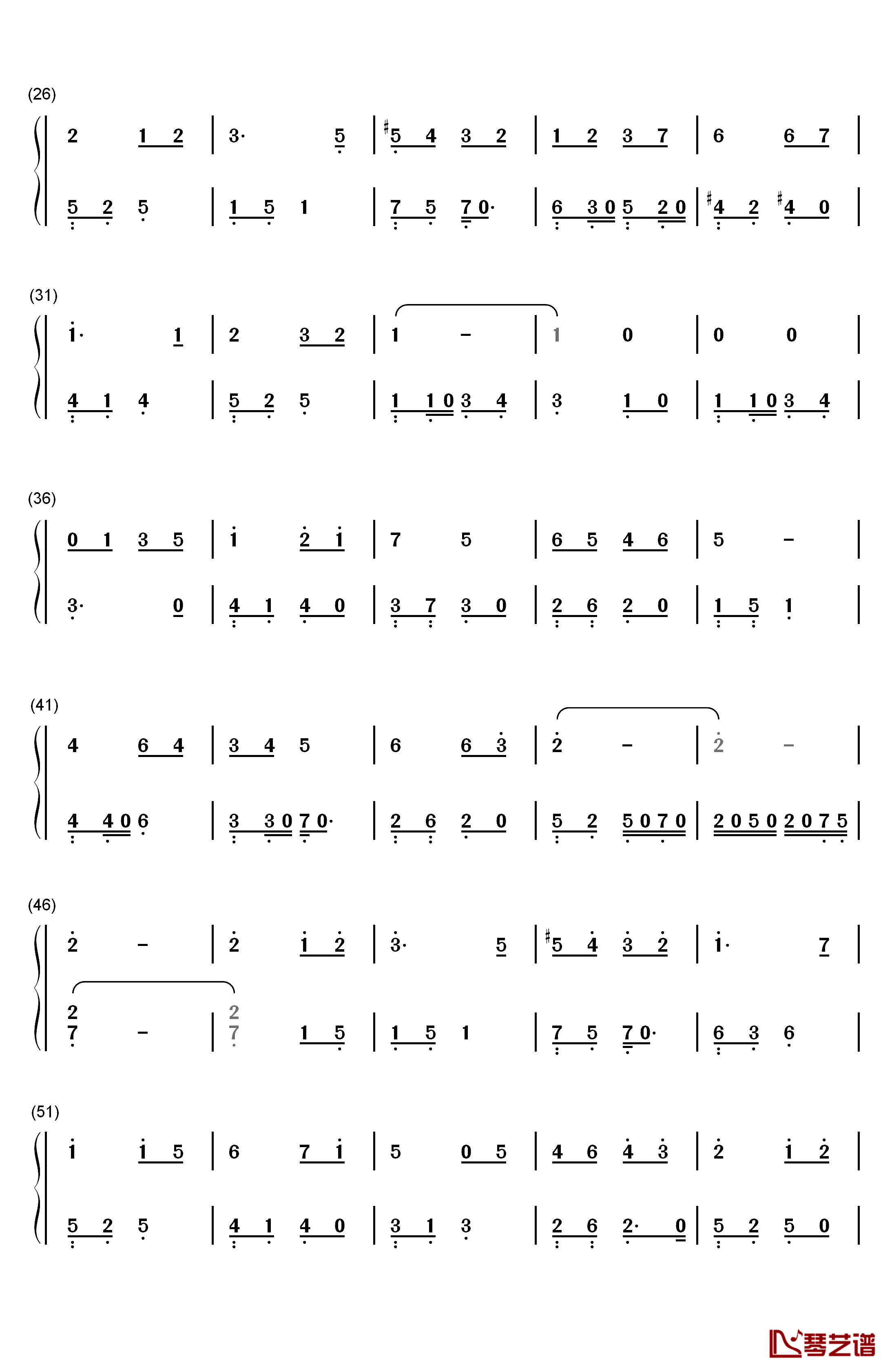 悄悄告诉你钢琴简谱-数字双手-范玮琪2