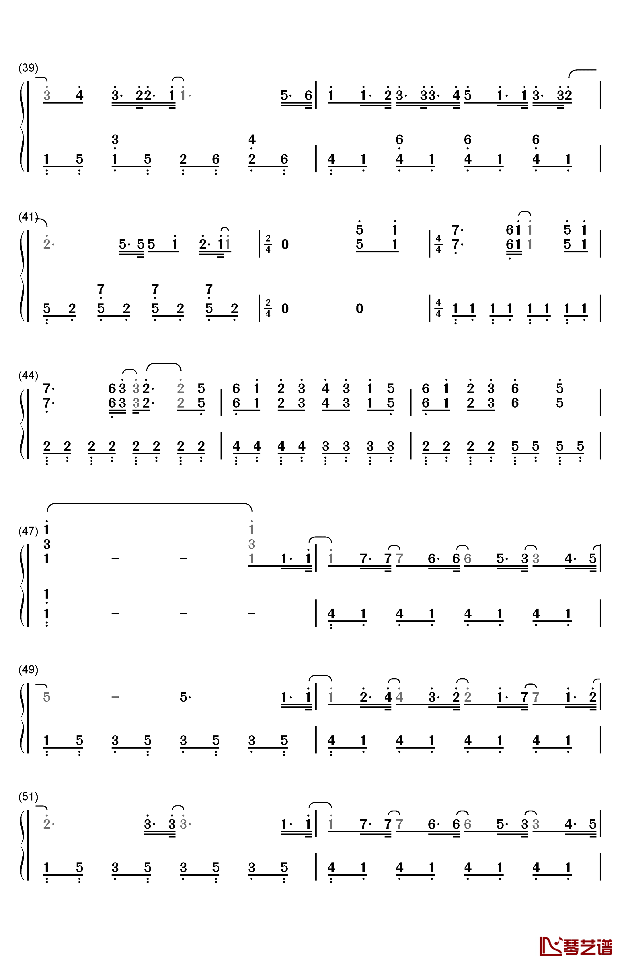 クリスマスソング钢琴简谱-数字双手-back number4