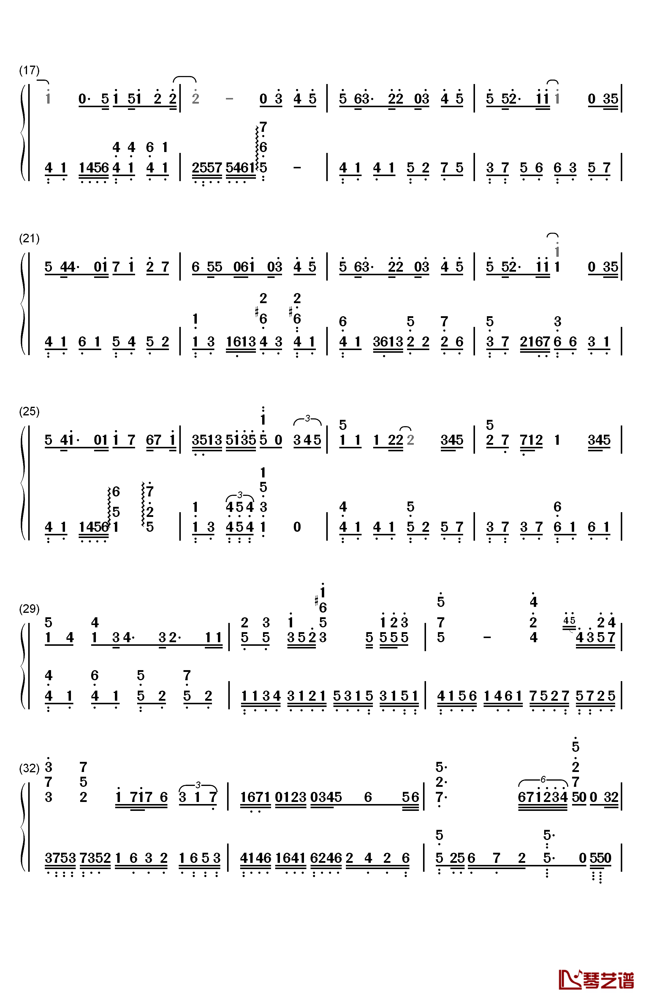 晴钢琴简谱-数字双手-汪苏泷2