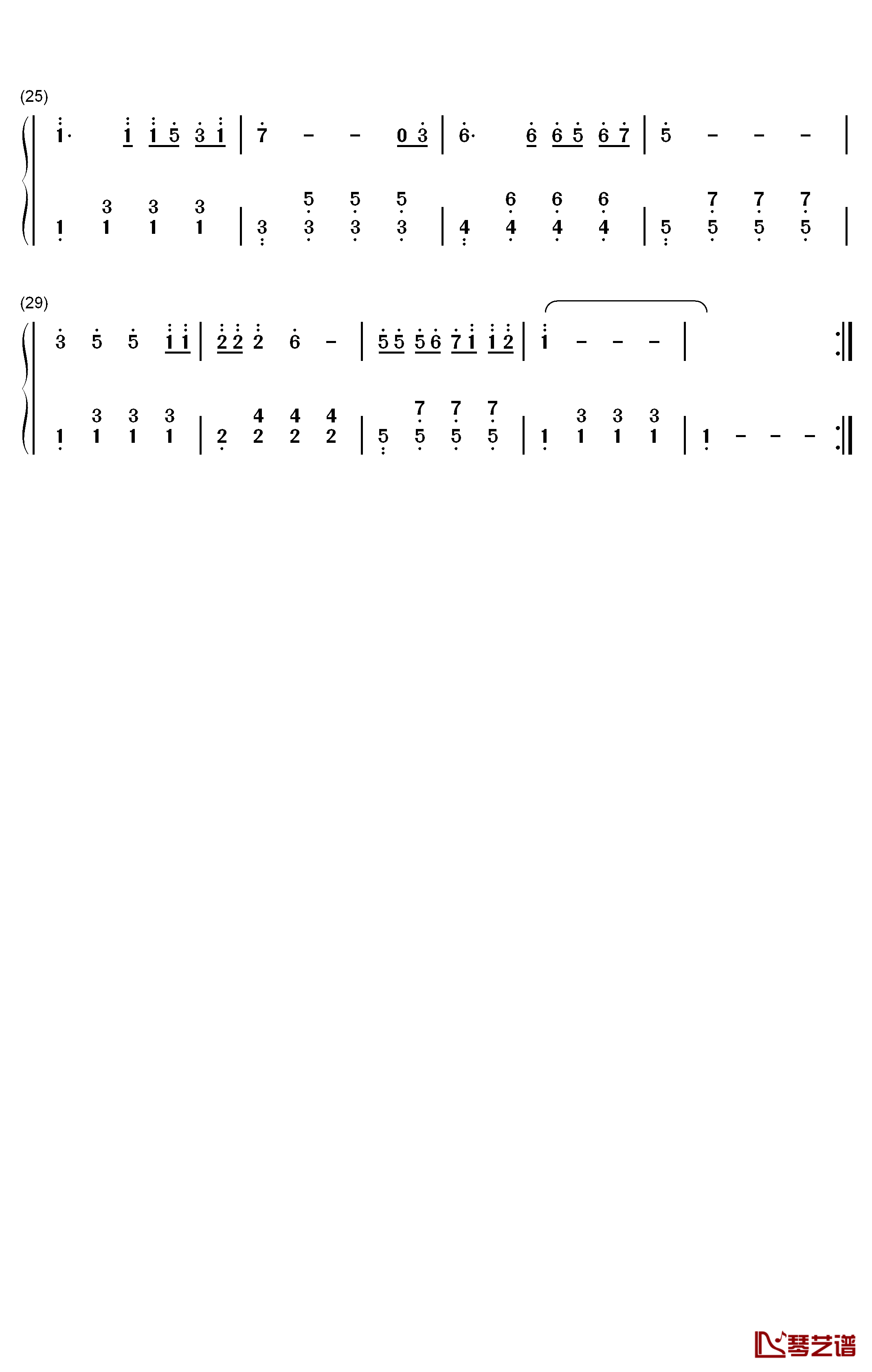 宝贝宝贝钢琴简谱-数字双手-李凯稠2