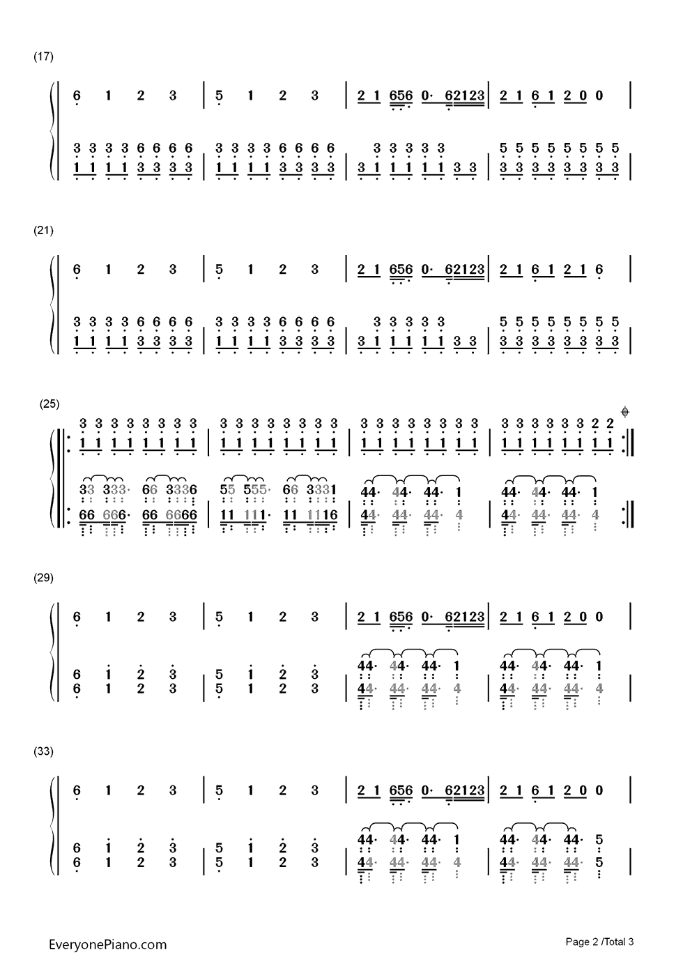 Afterglow钢琴简谱-数字双手-Wilkinson2