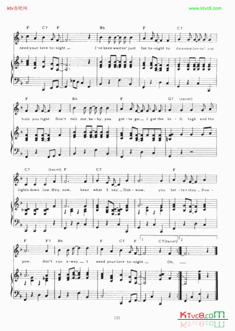 INEEDYOURLOVETONIGT简谱1