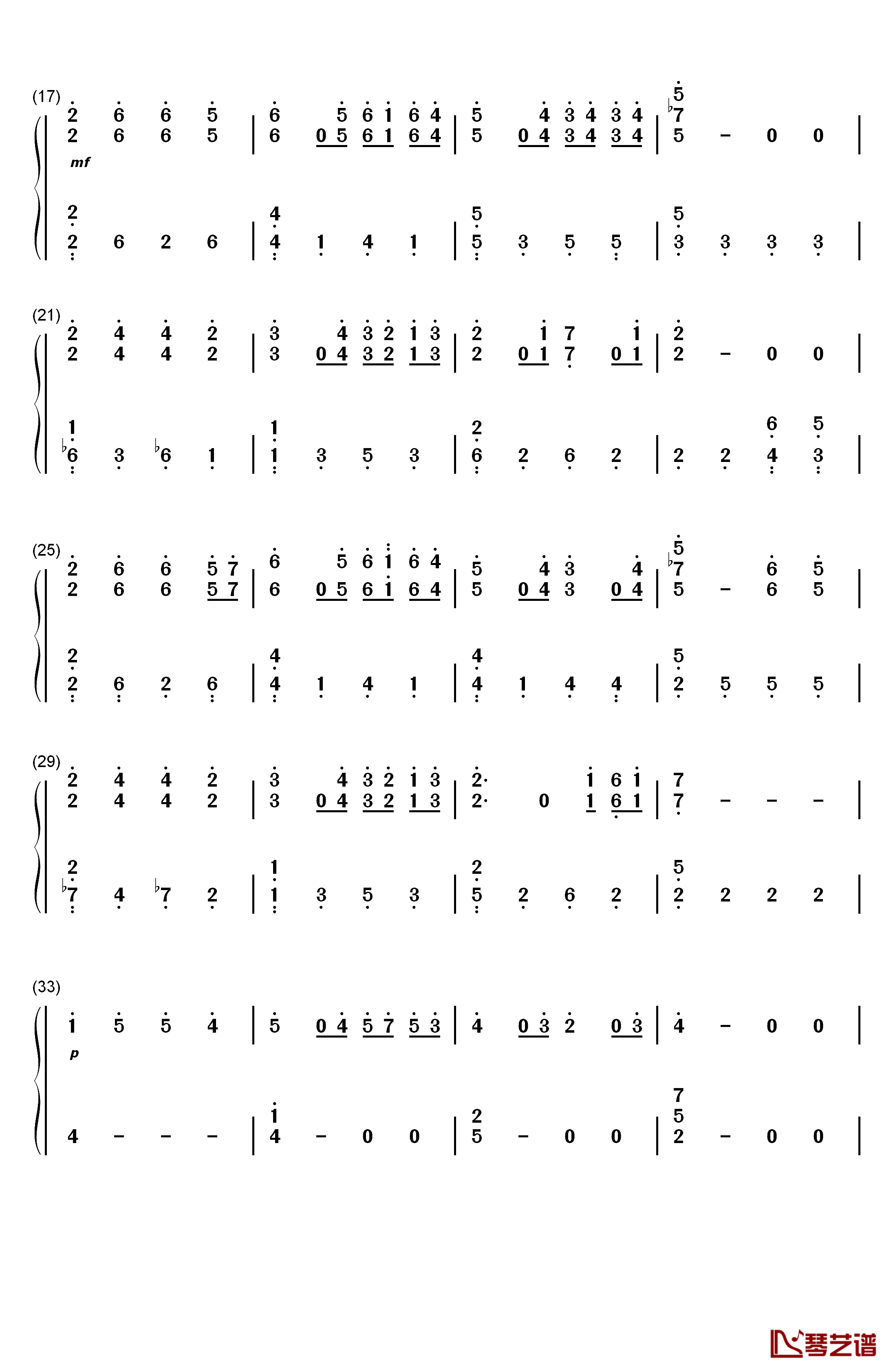 The Piano钢琴简谱-数字双手-猎豹移动公司2